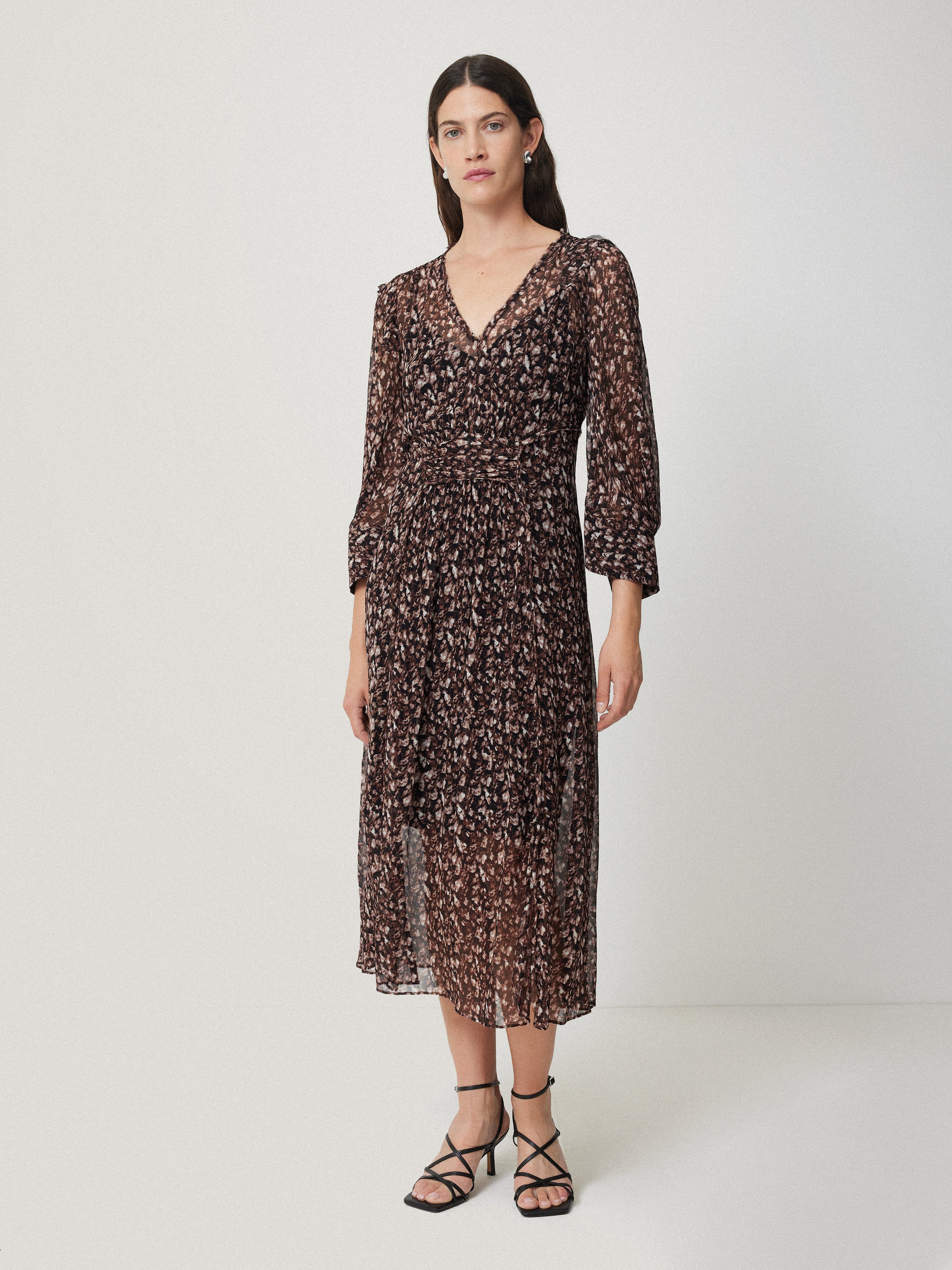 Abstract Leopard Midi Dress | Brown - Image 2
