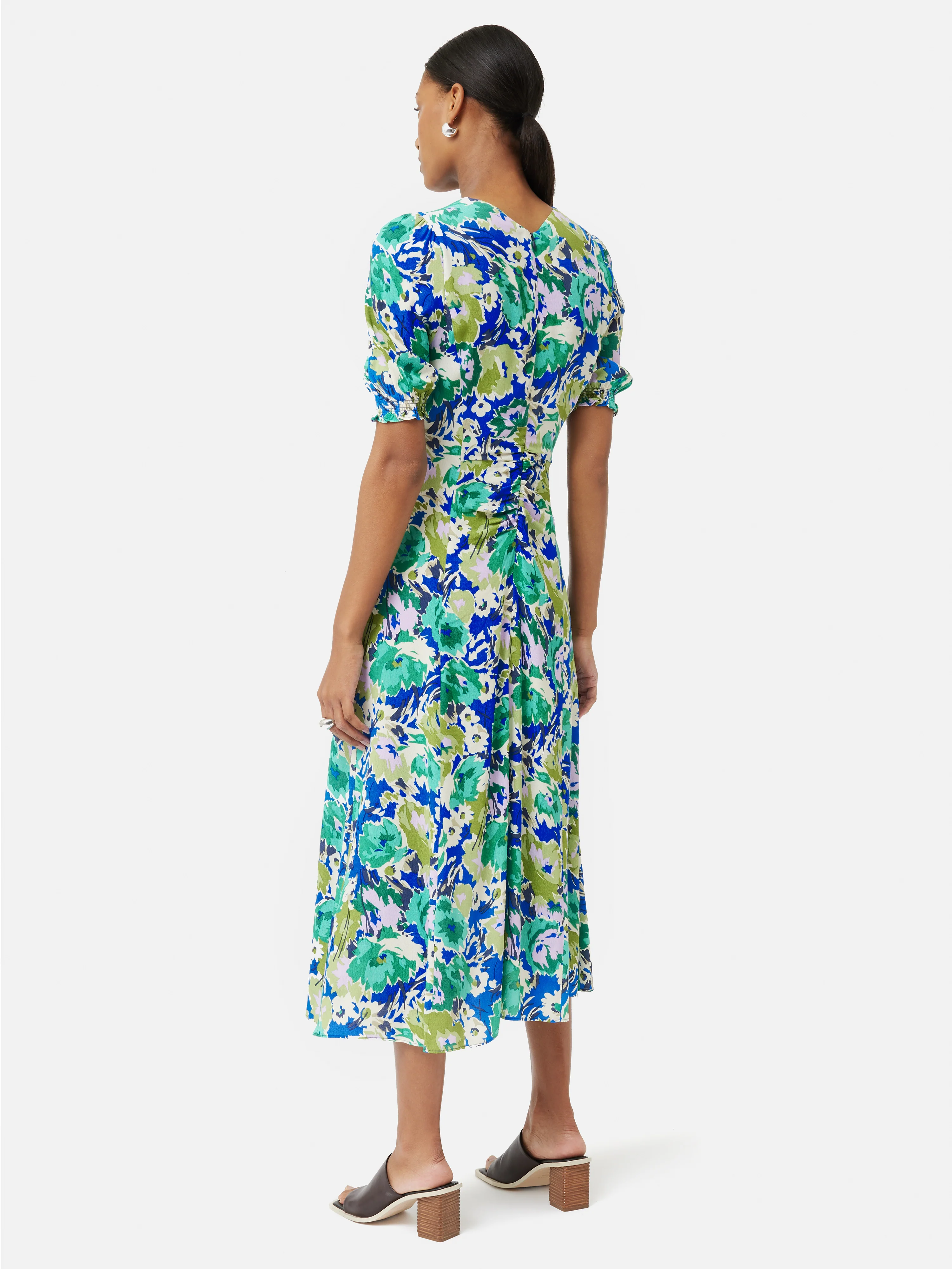 Abstract Meadow Midi Tea Dress | Green - Image 4