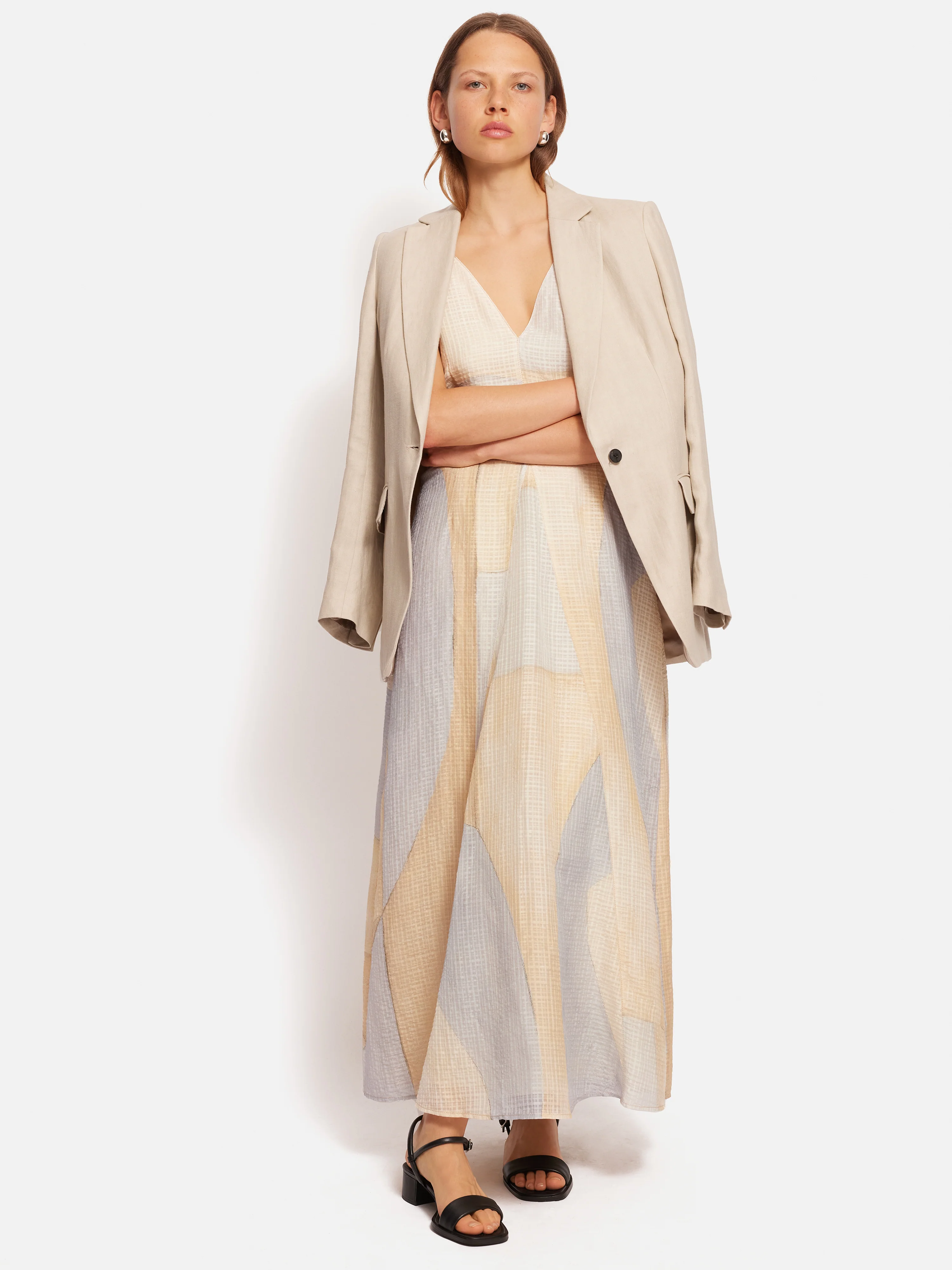 Abstract Silk Linen Gauze Dress | Blue - Image 5