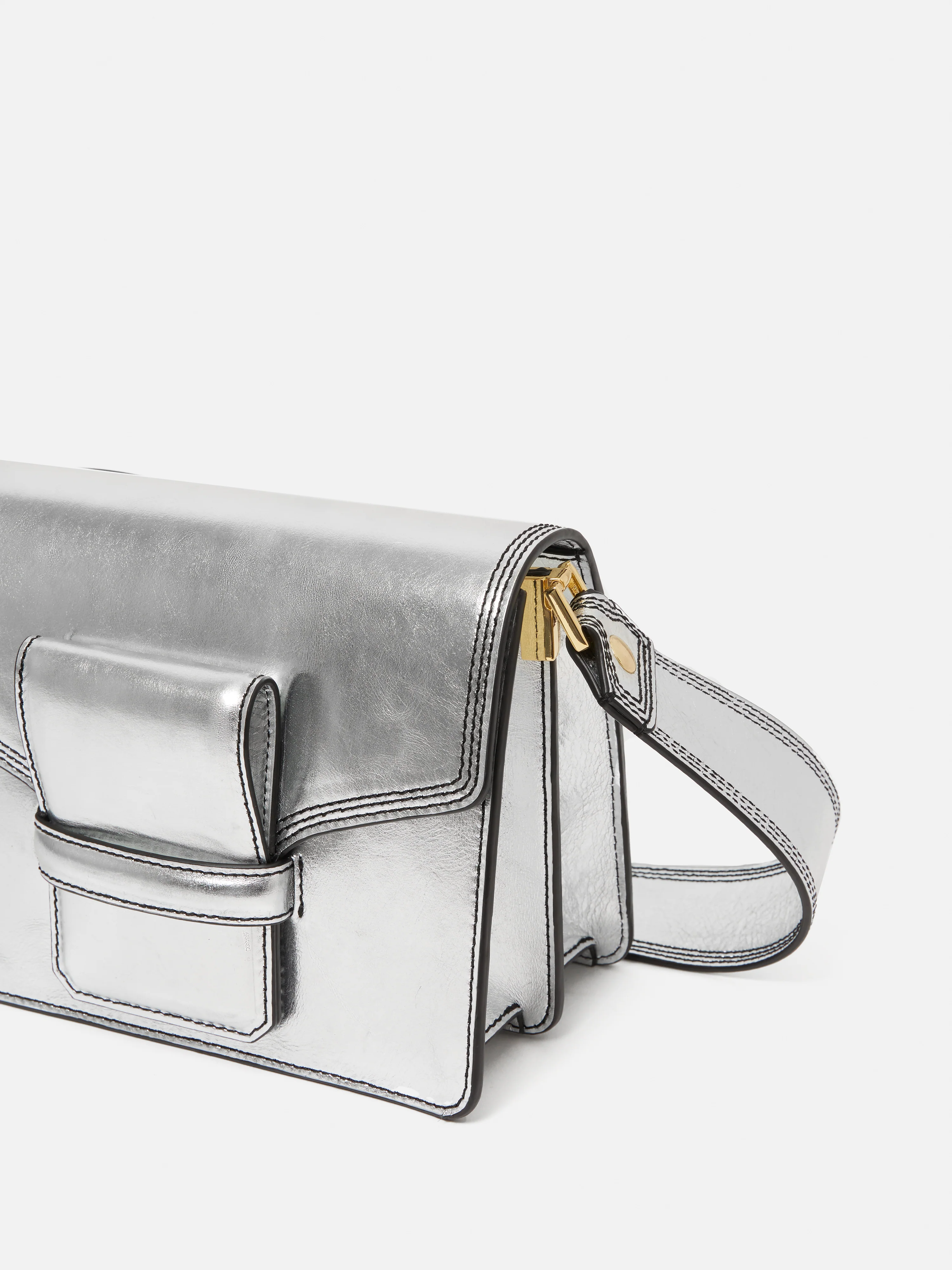 Ada Leather Crossbody Bag | Silver - Image 3
