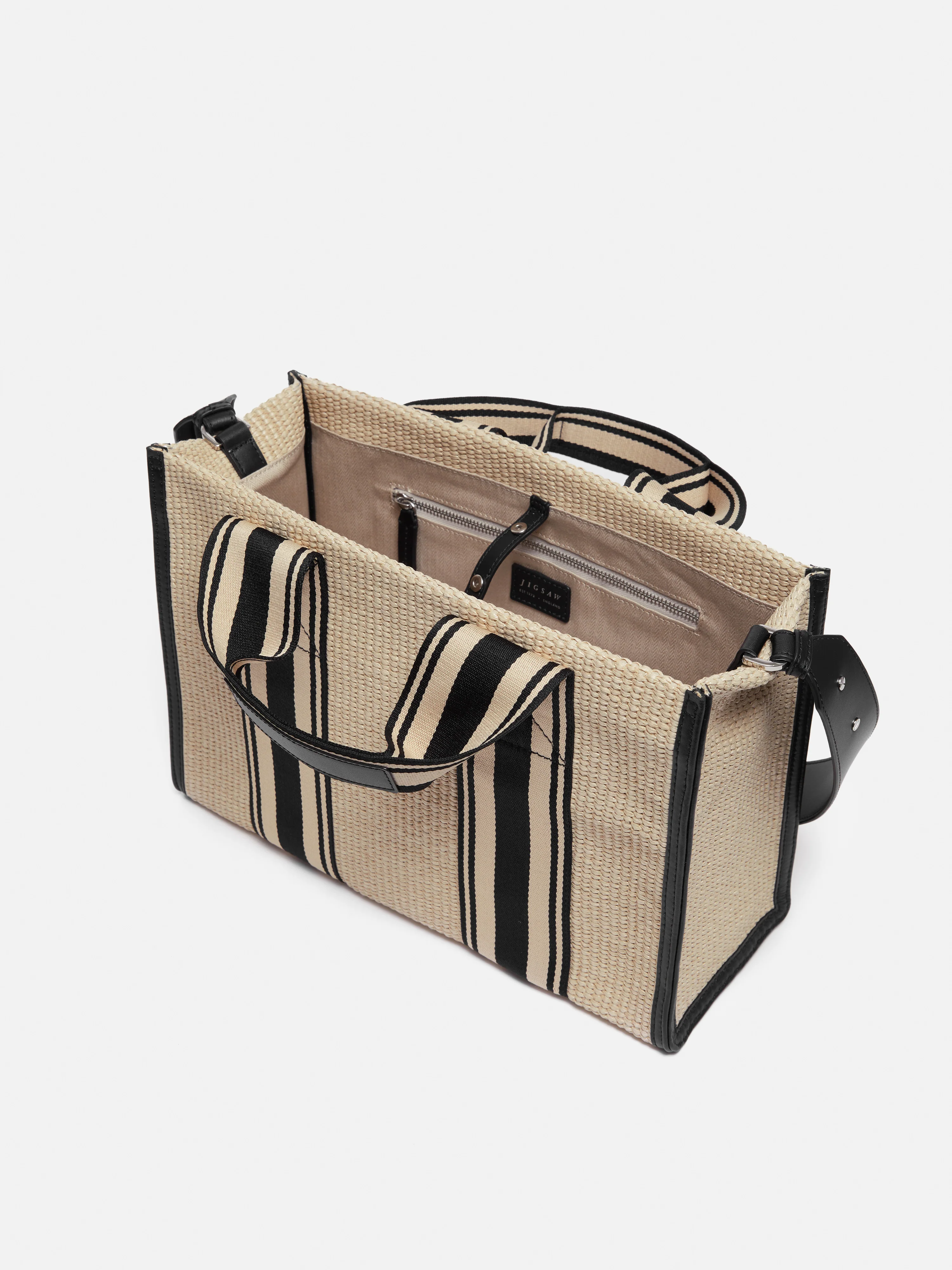 Athena Stripe Woven Tote | Natural - Image 3