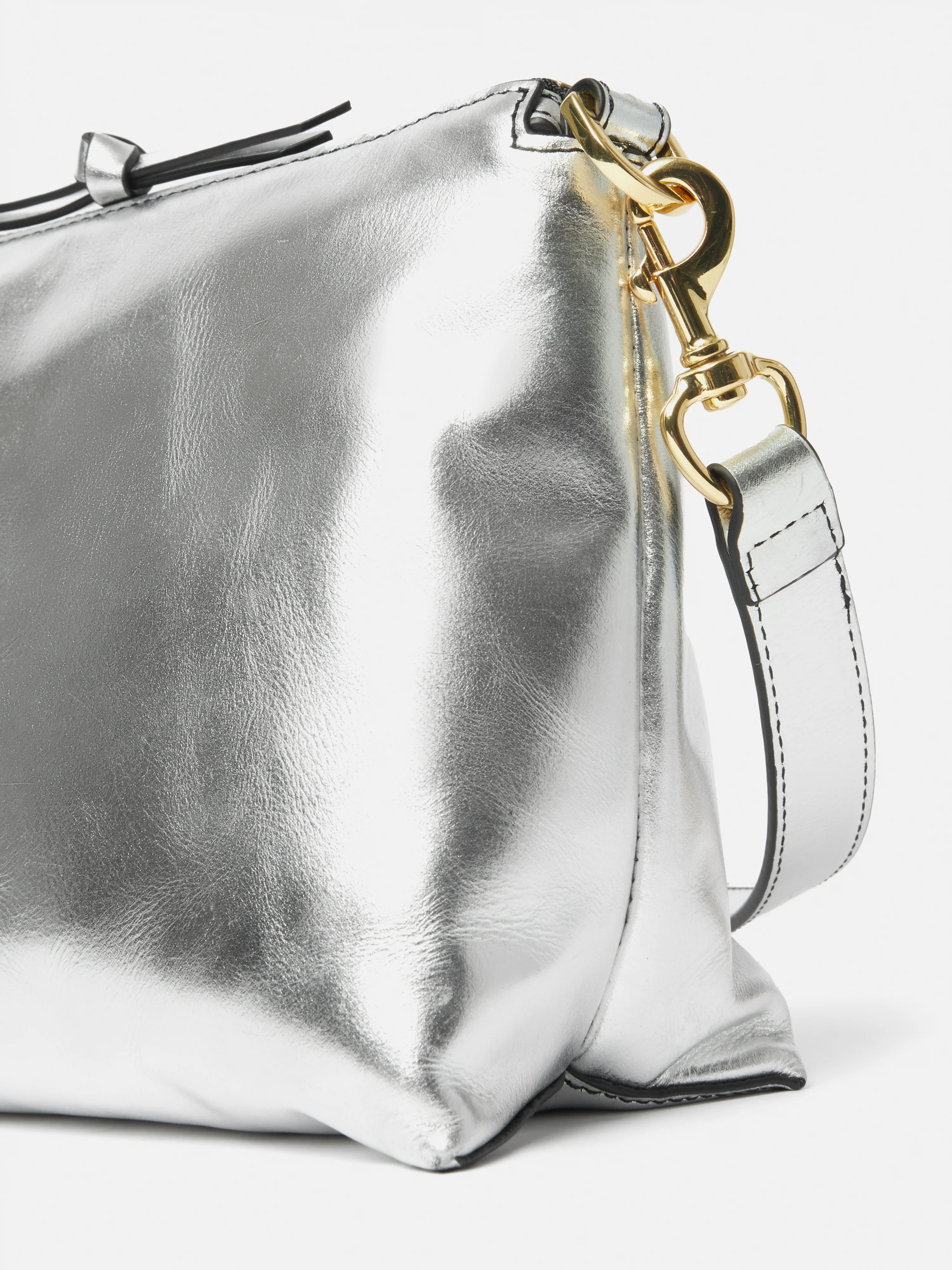 Ava Leather Crossbody | Silver - Image 4
