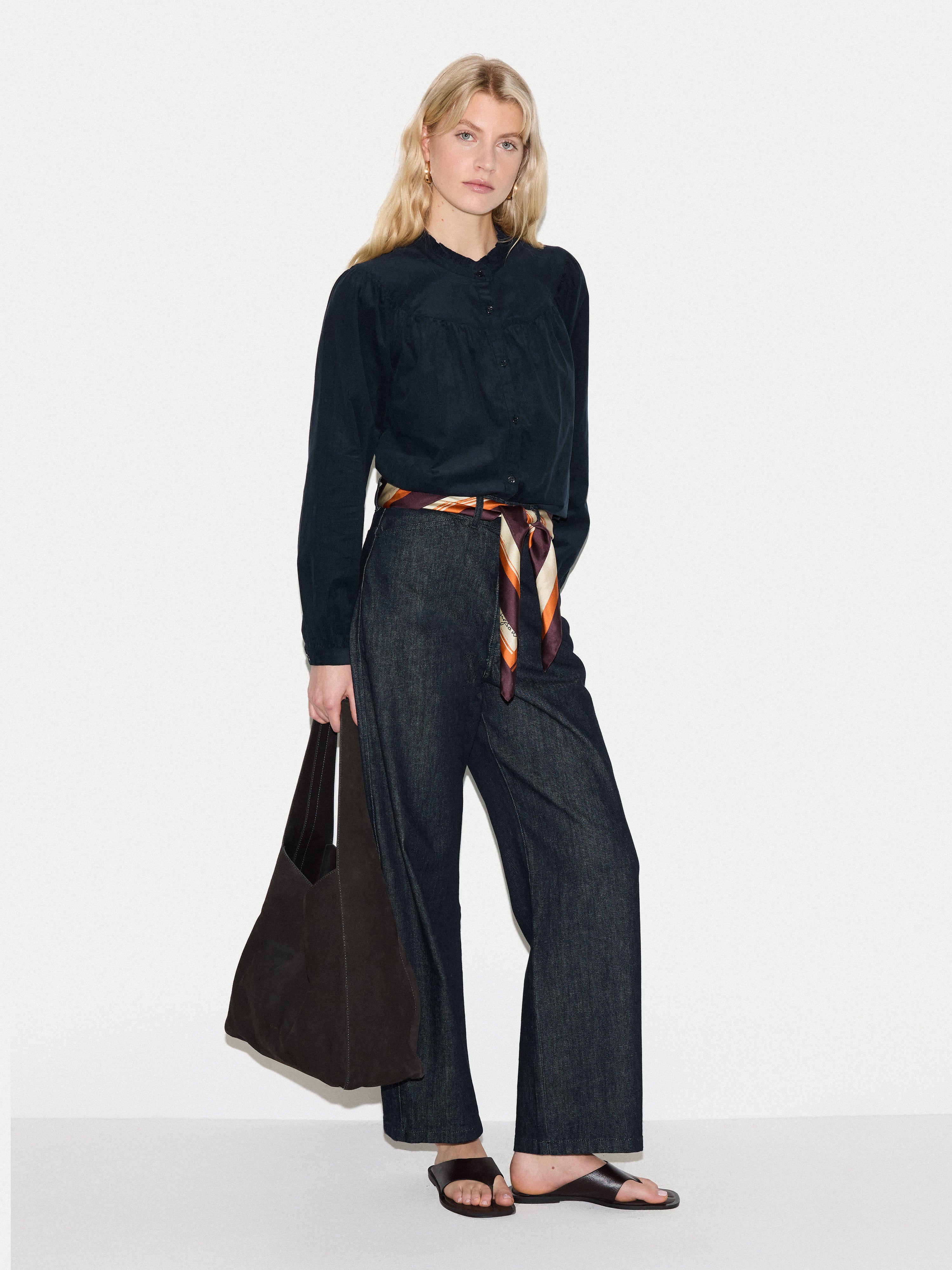 Baby Cord Frill Neck Shirt | Navy - Image 2