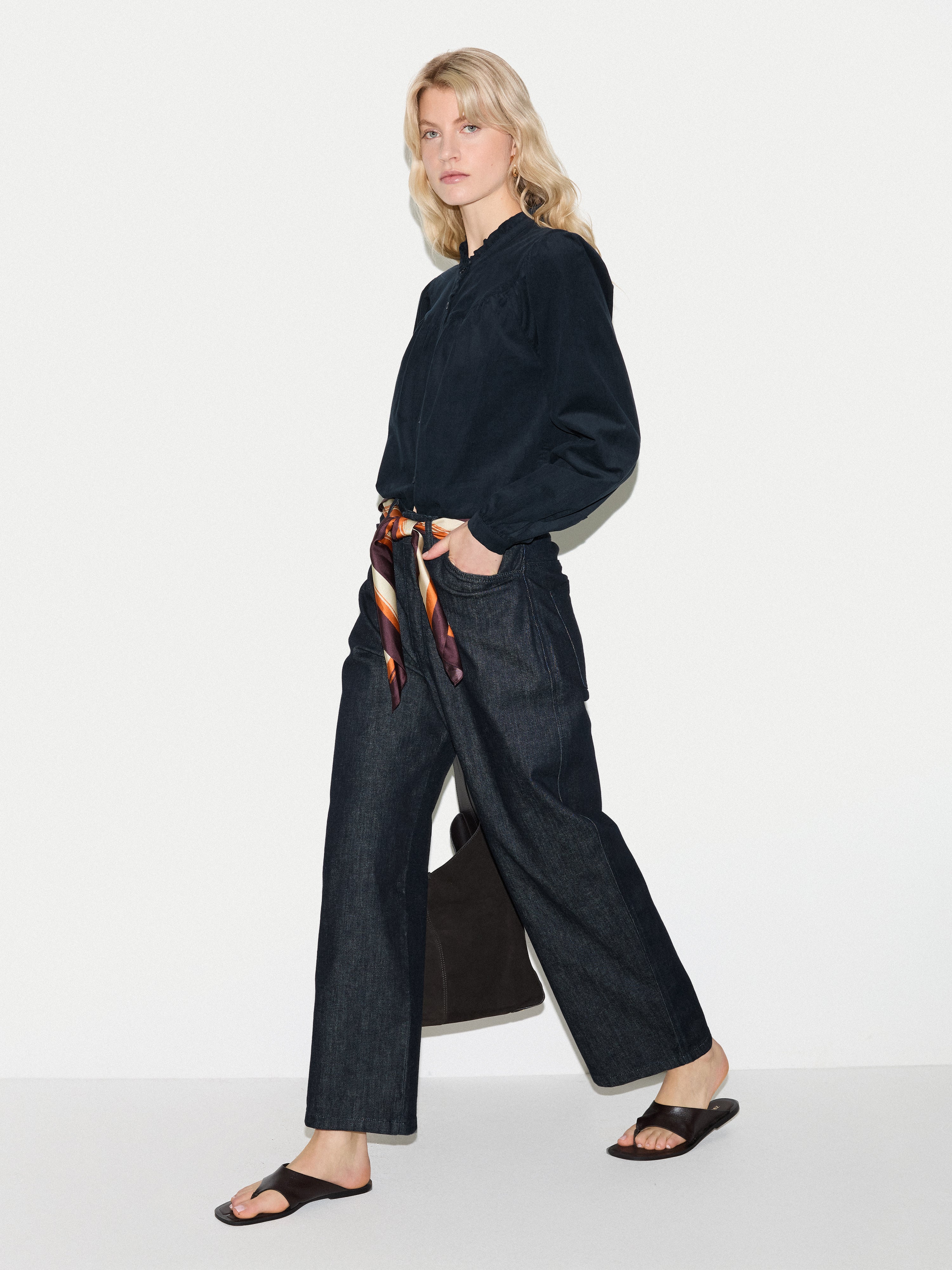 Baby Cord Frill Neck Shirt | Navy - Image 3
