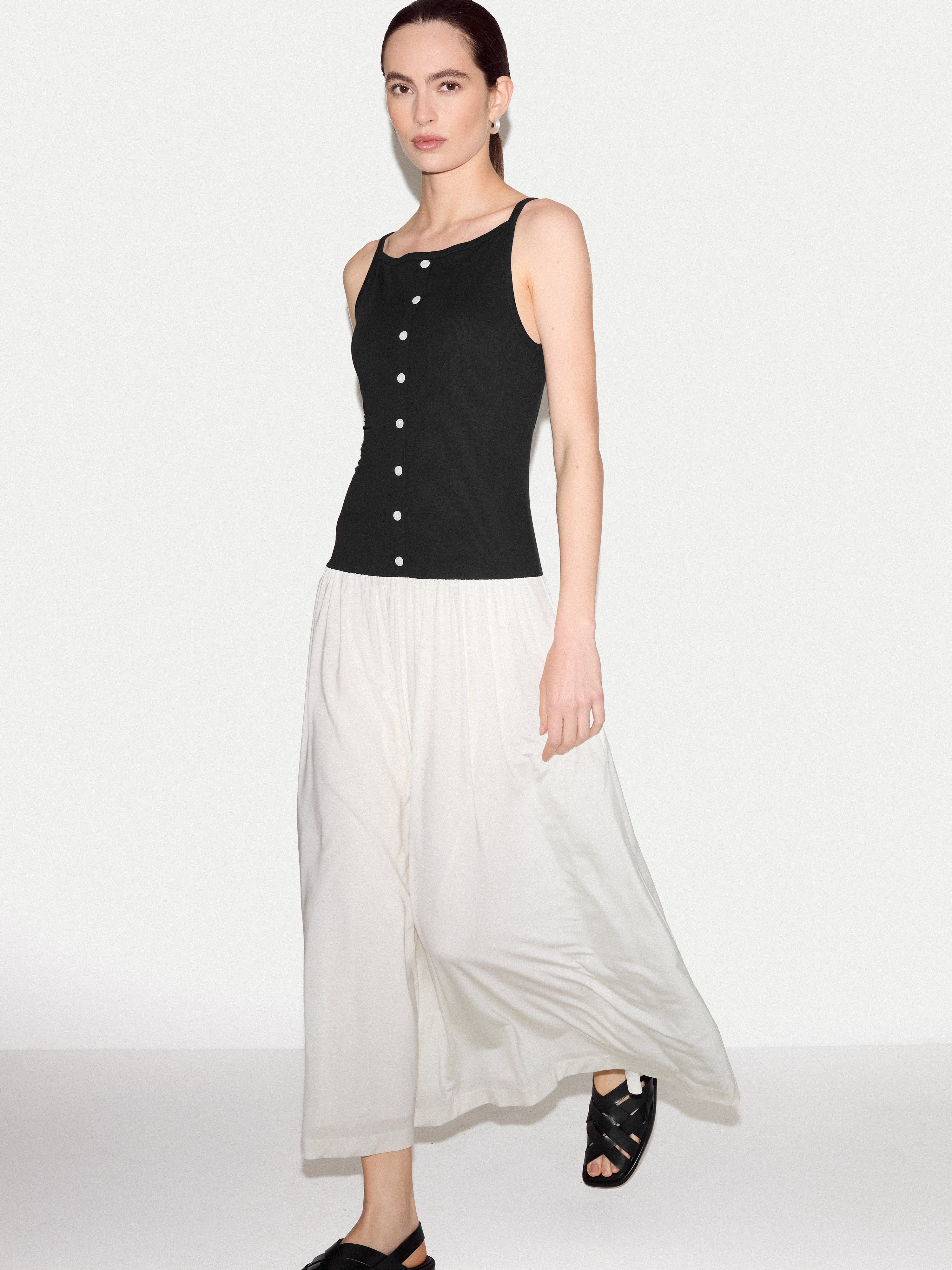 Baby Rib Button Cami Dress | Black - Image 3