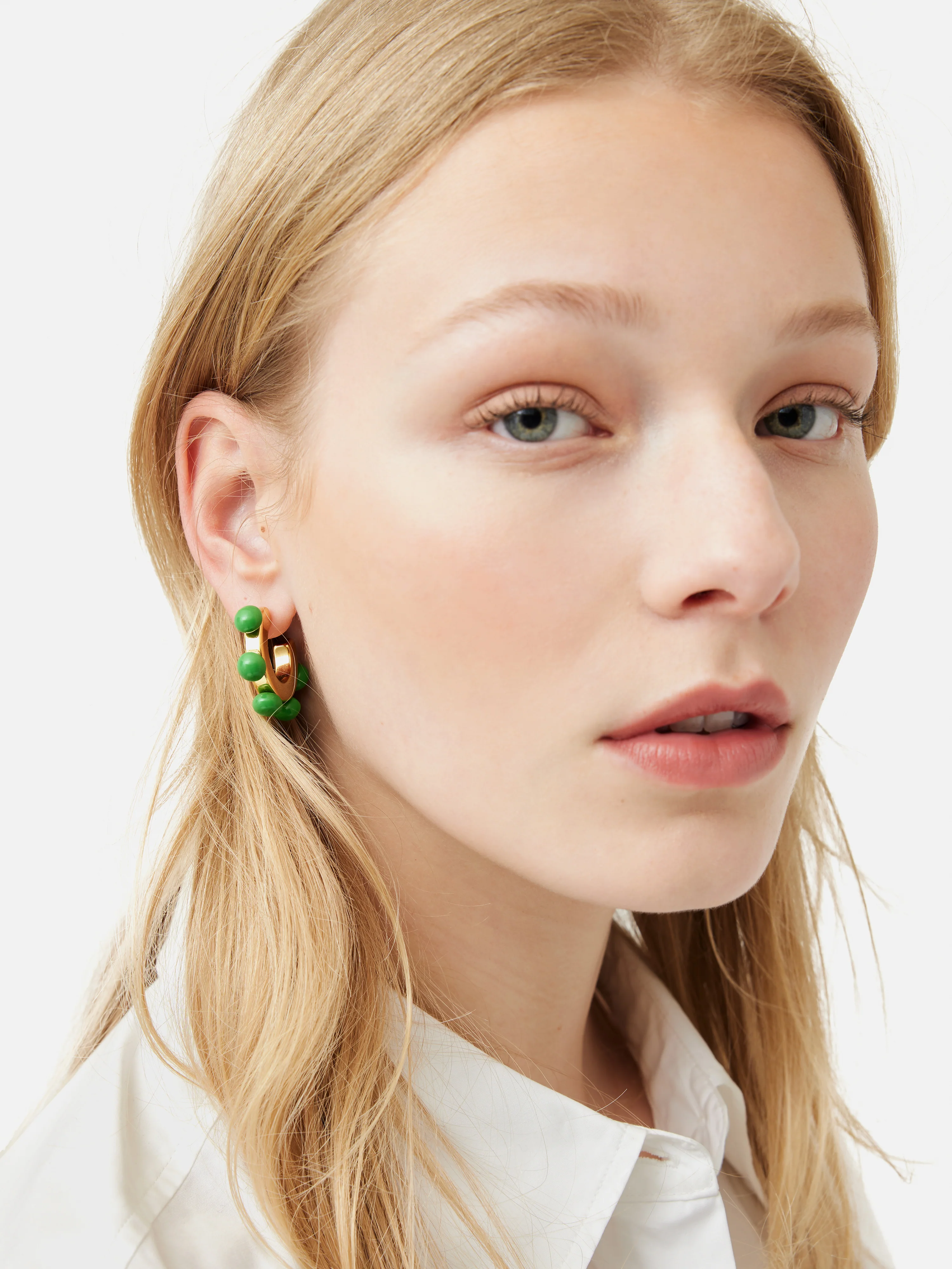 Ball Hoop Earrings | Green - Image 6