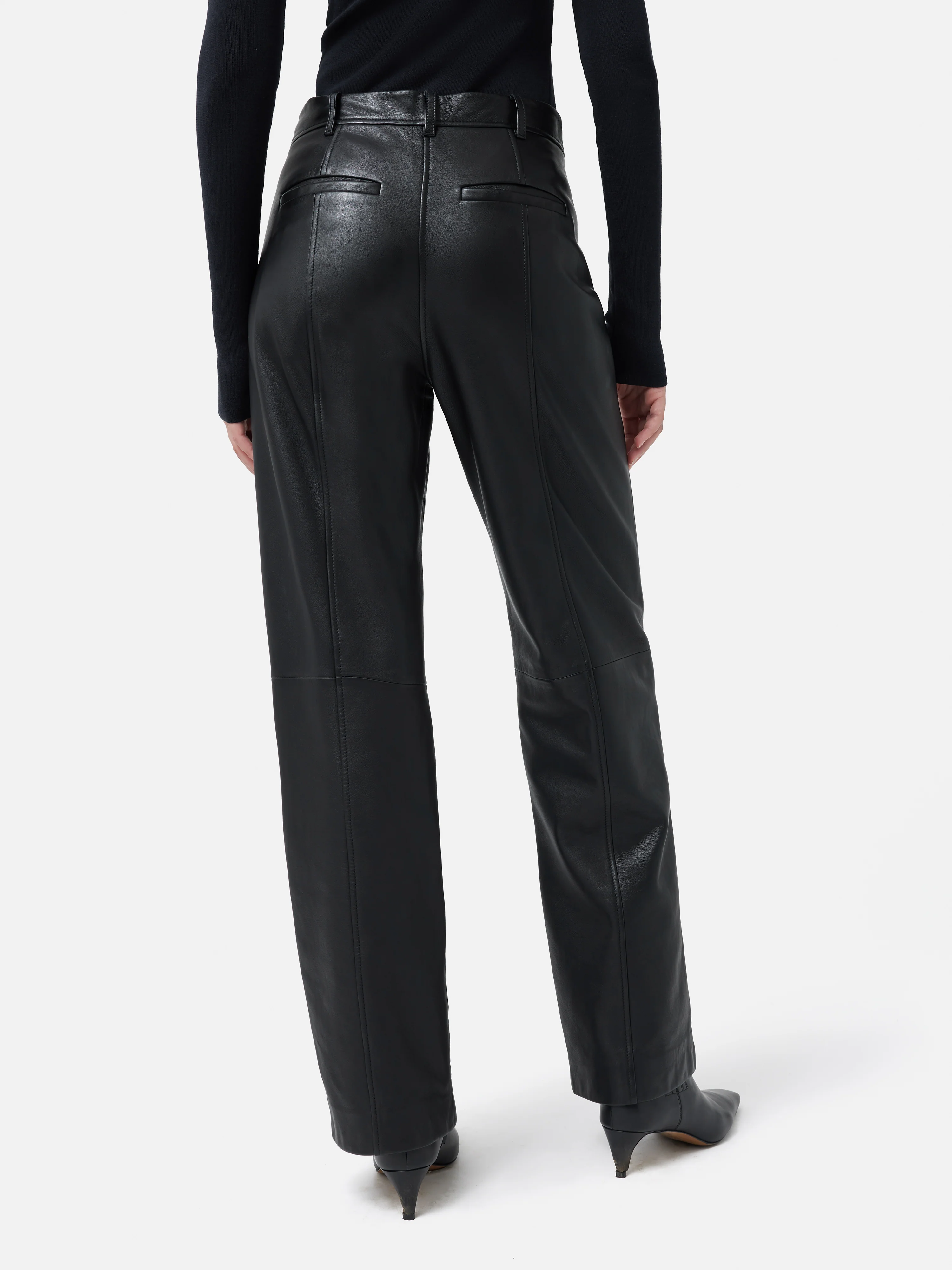 Beck Leather Wide Leg Trouser | Black - Image 5