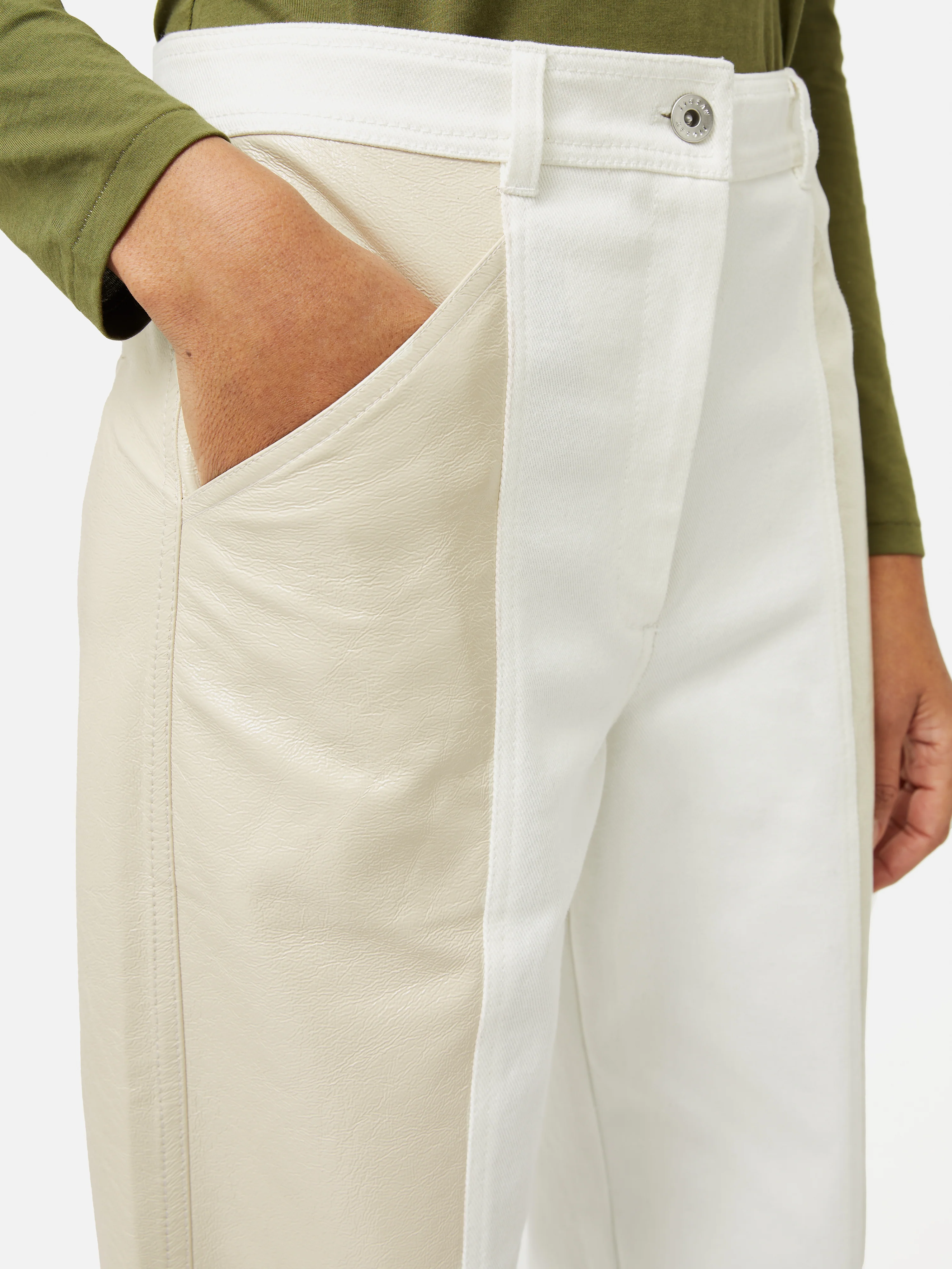 Beck Patent Panelled Jean | Cream - Image 3