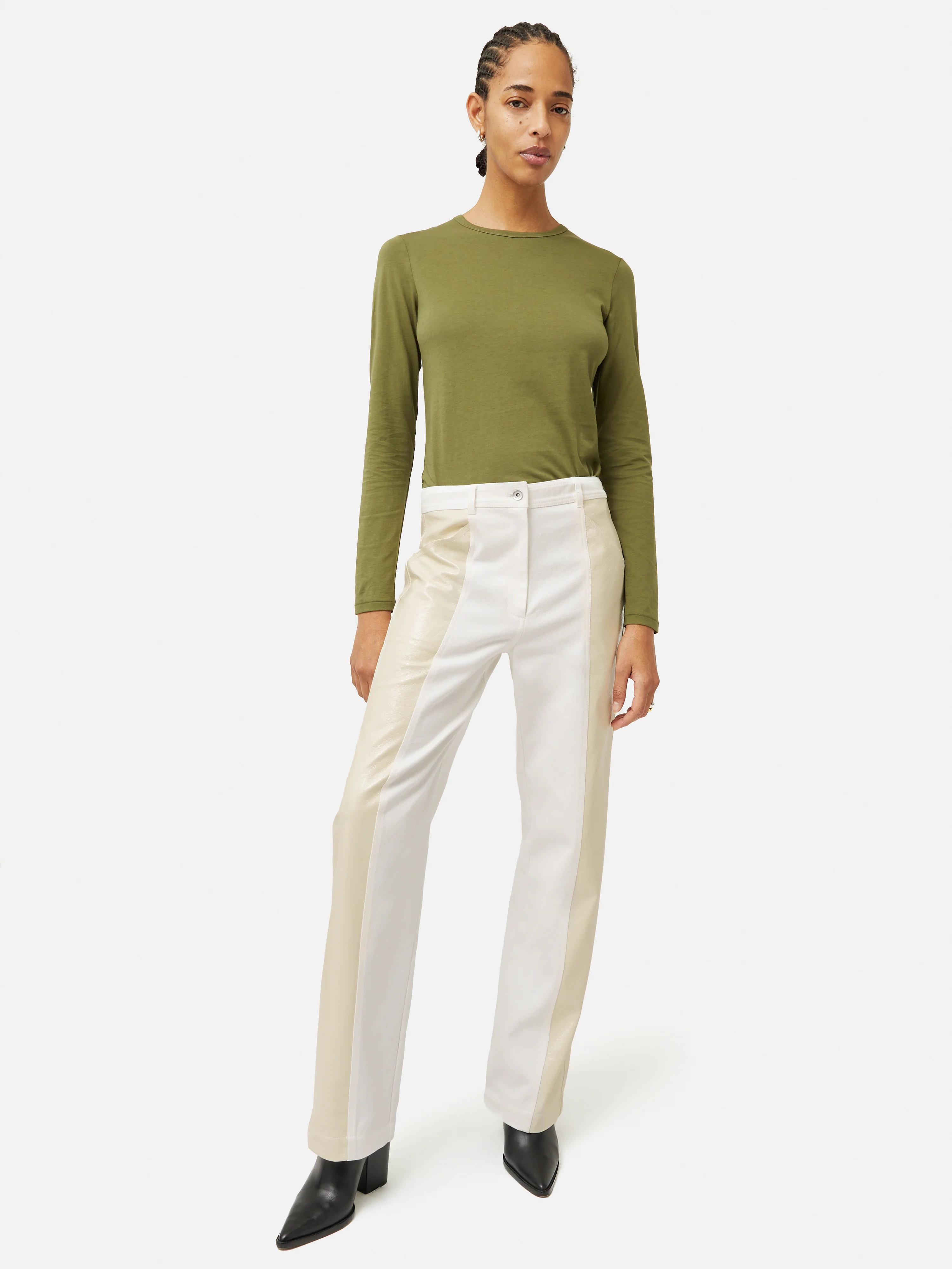 Beck Patent Panelled Jean | Cream - Image 4
