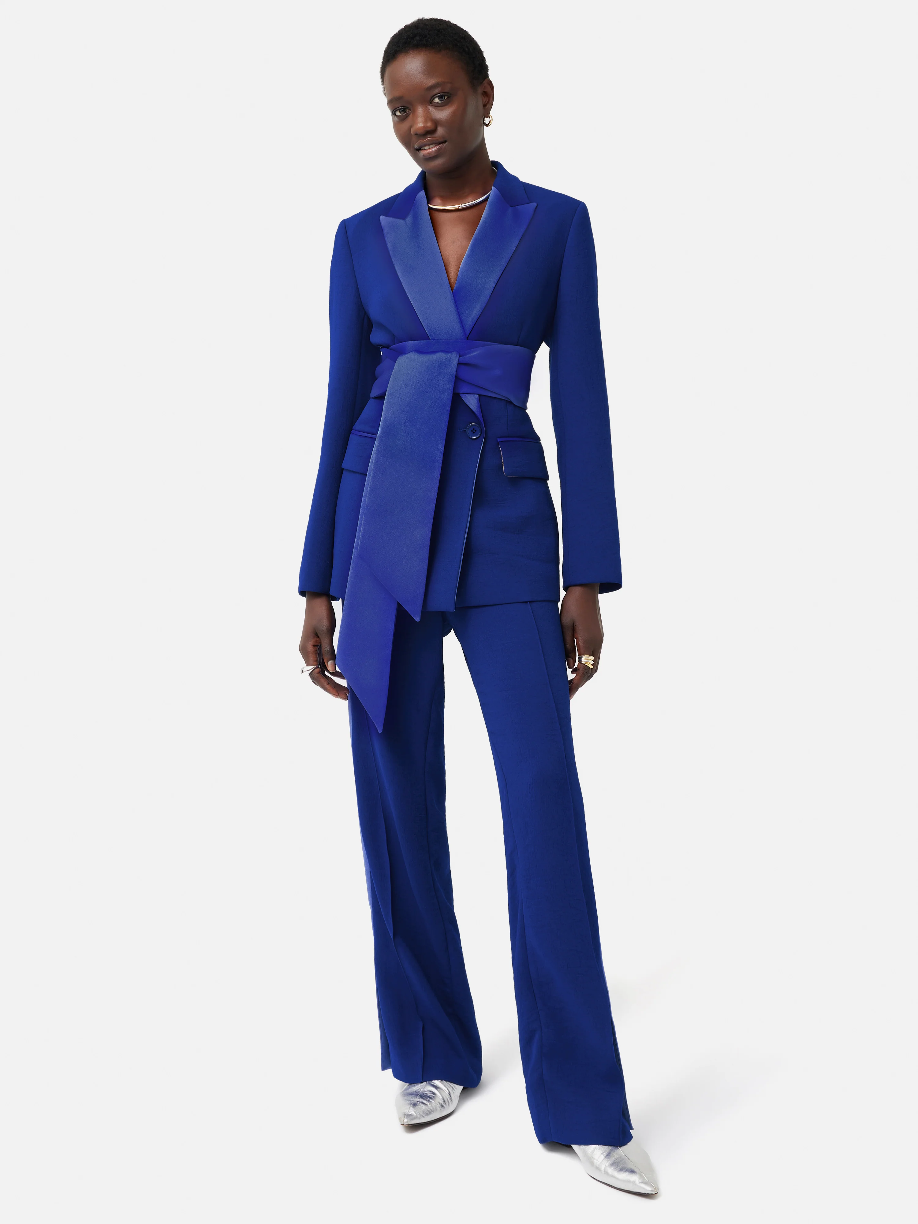 Belted Tuxedo Jacket | Blue - Image 3
