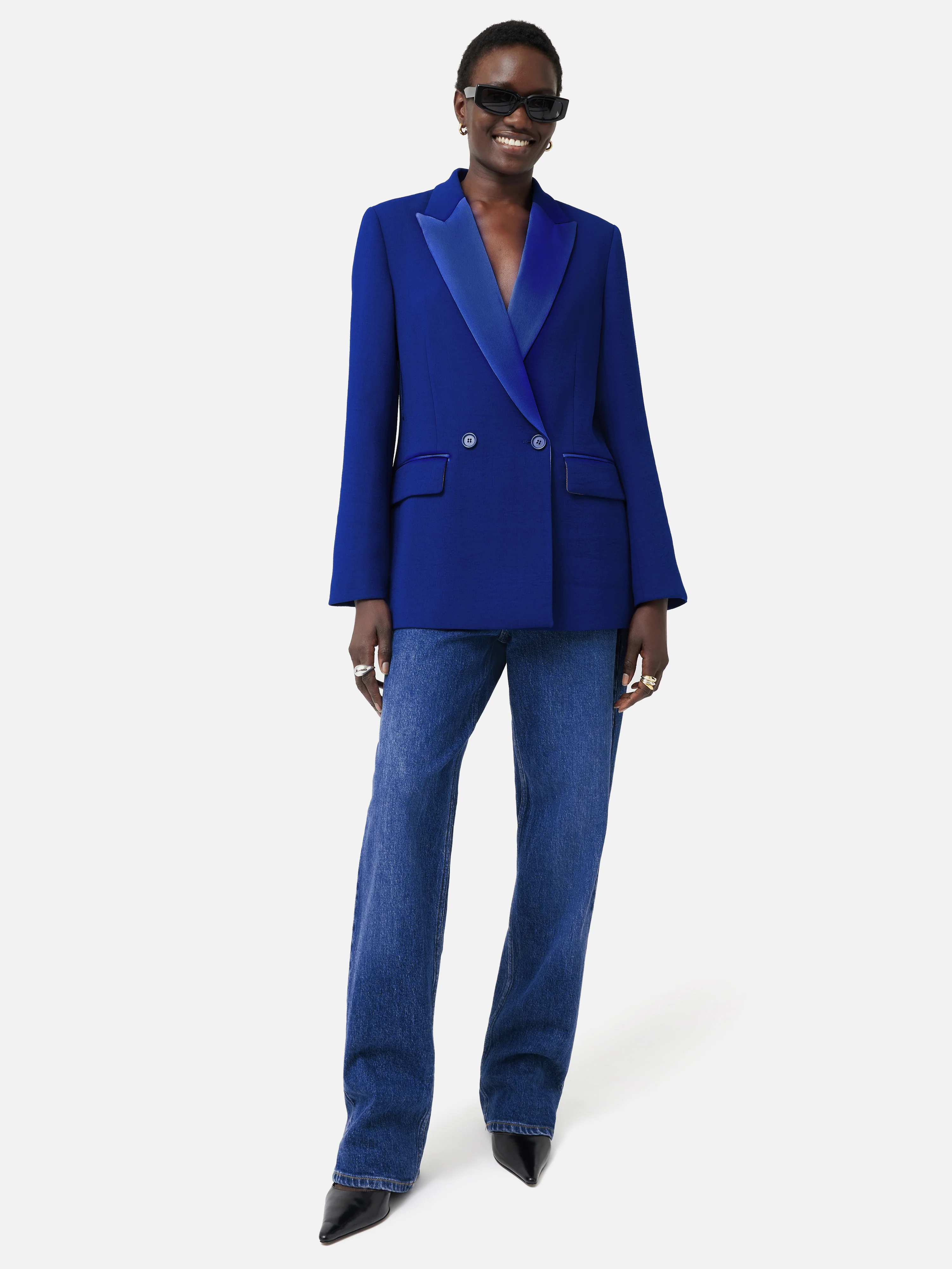 Belted Tuxedo Jacket | Blue - Image 4