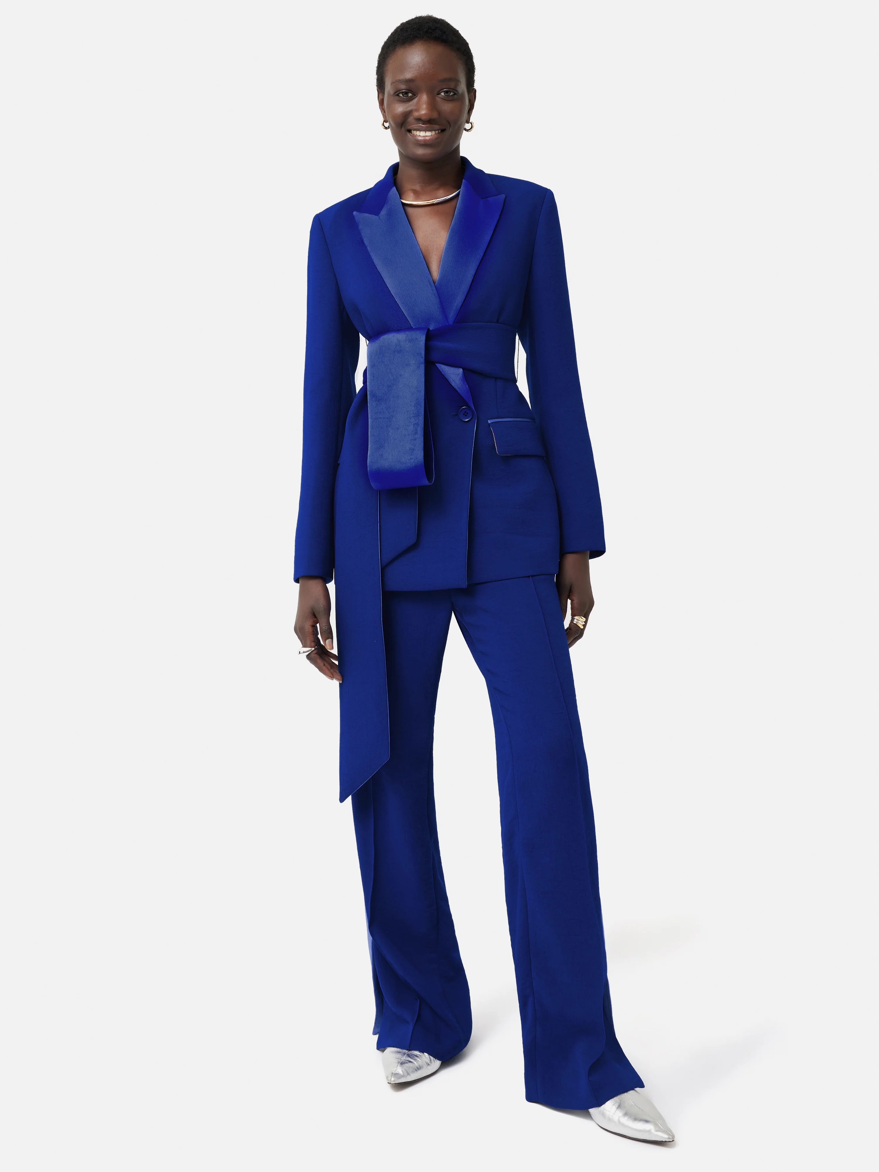 Belted Tuxedo Jacket | Blue - Image 7