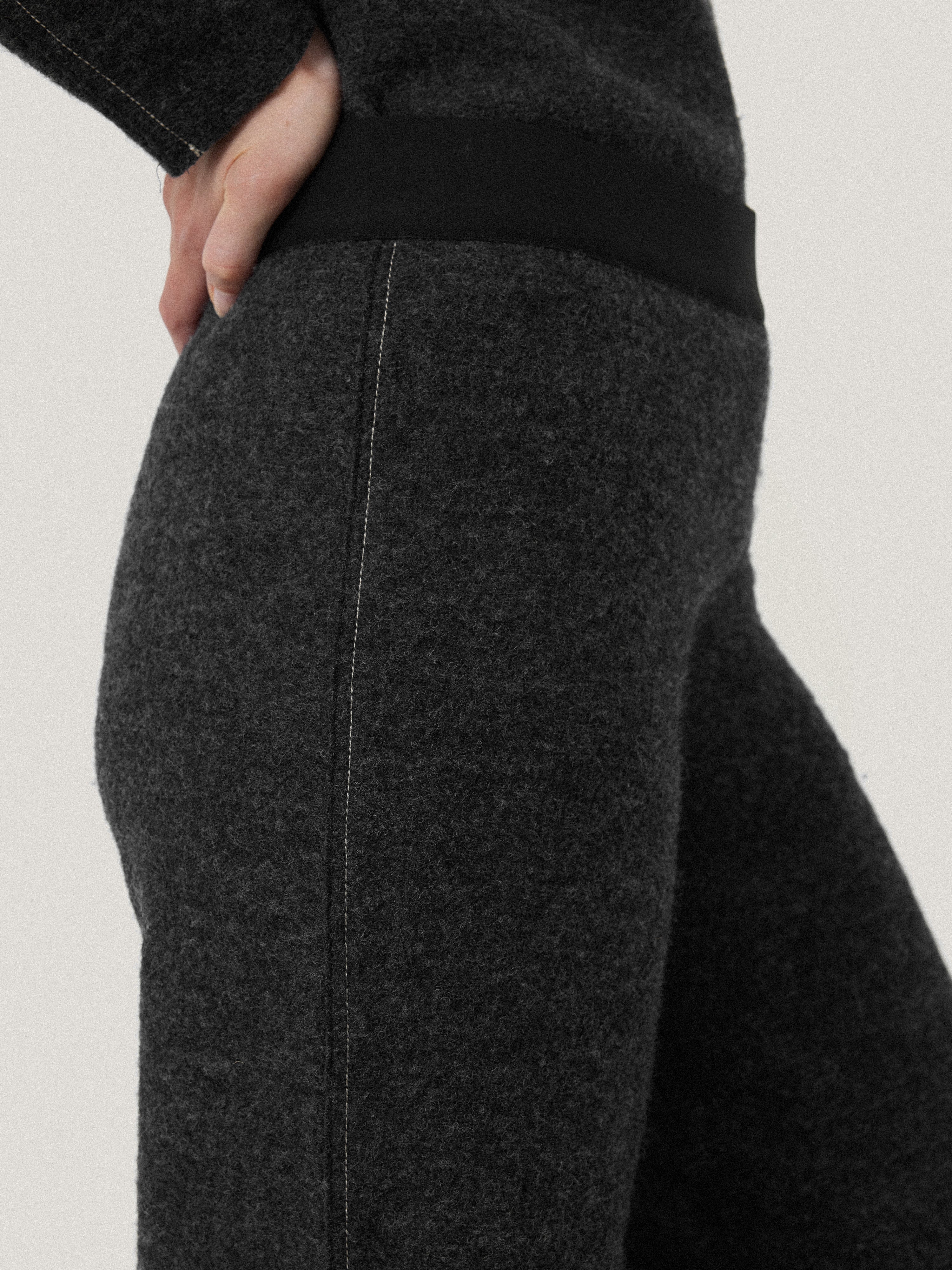Boiled Wool Blend Trouser | Dark Grey - Image 2