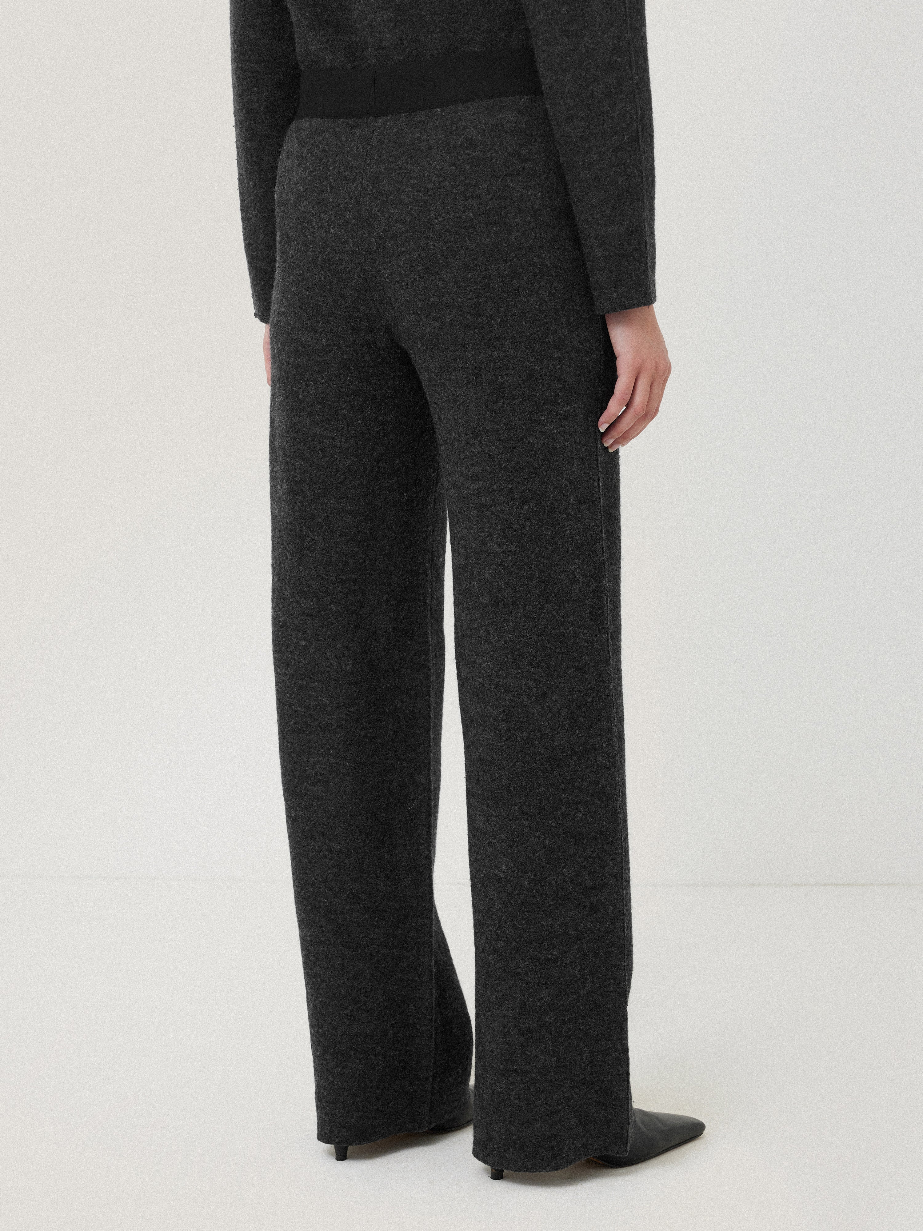 Boiled Wool Blend Trouser | Dark Grey - Image 4