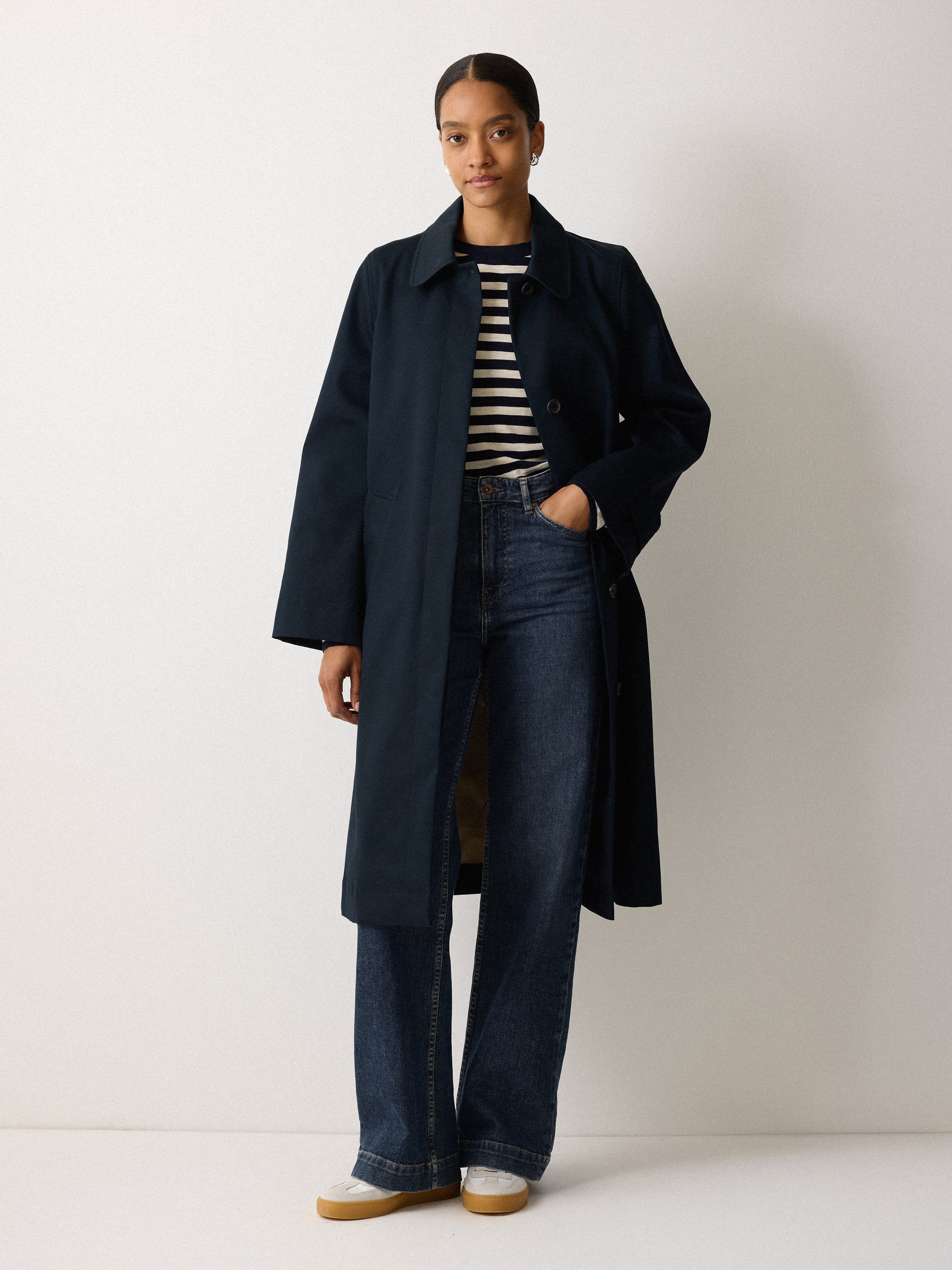British Millerain Cotton Rain Mac | Navy