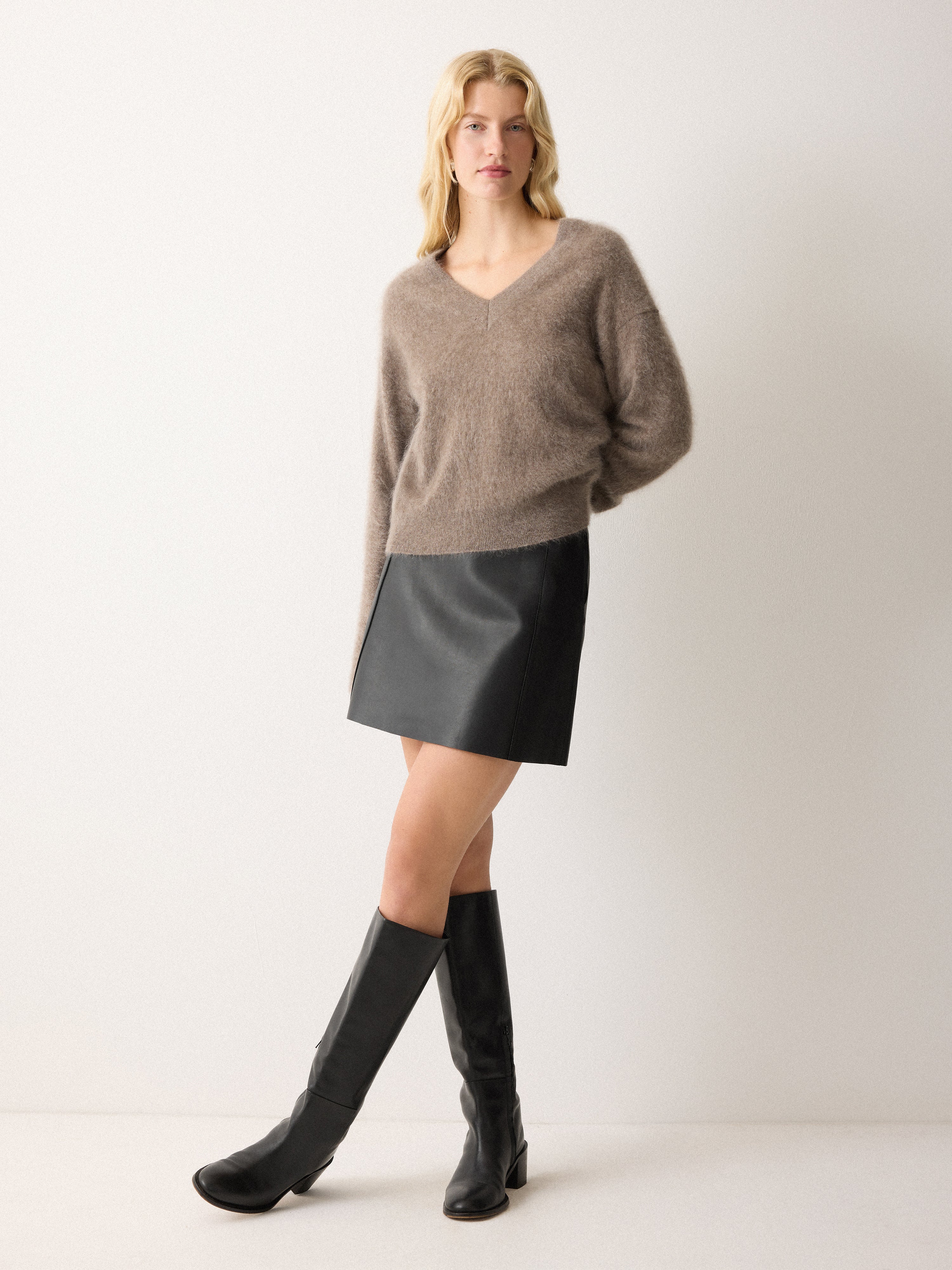 Bonded Leather Mini Skirt | Black - Image 3