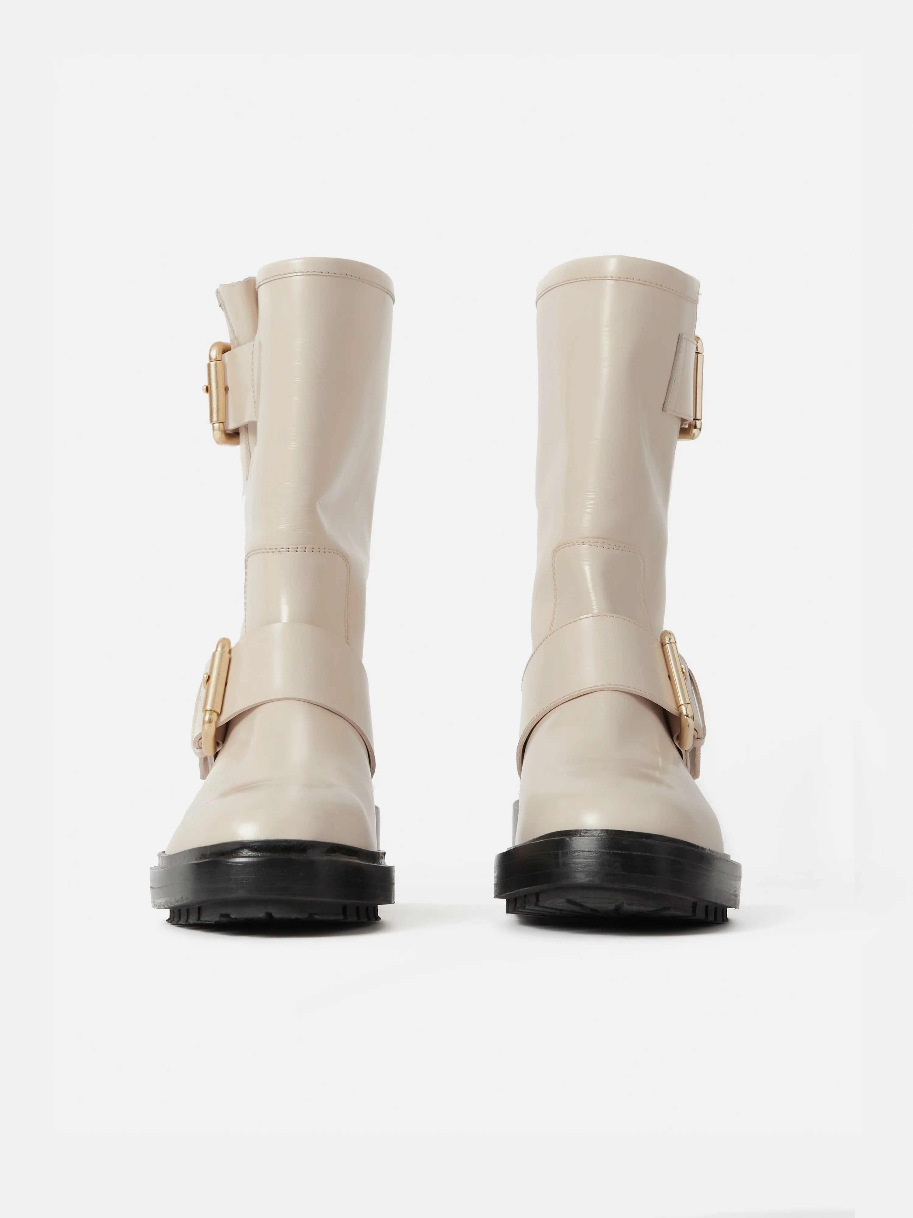 Box Leather Biker Boot | Cream - Image 7