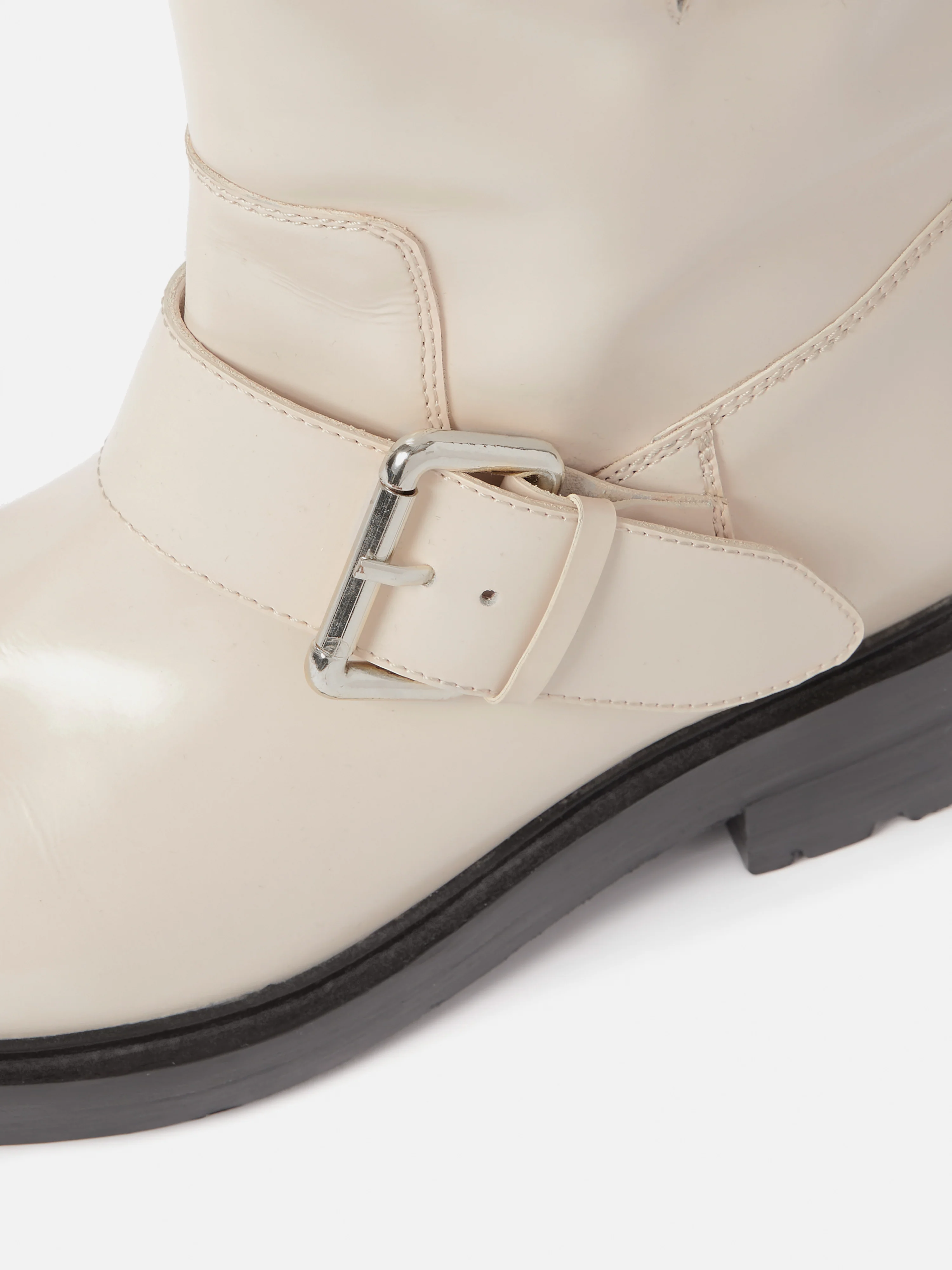 Box Leather Biker Boot | Cream - Image 8