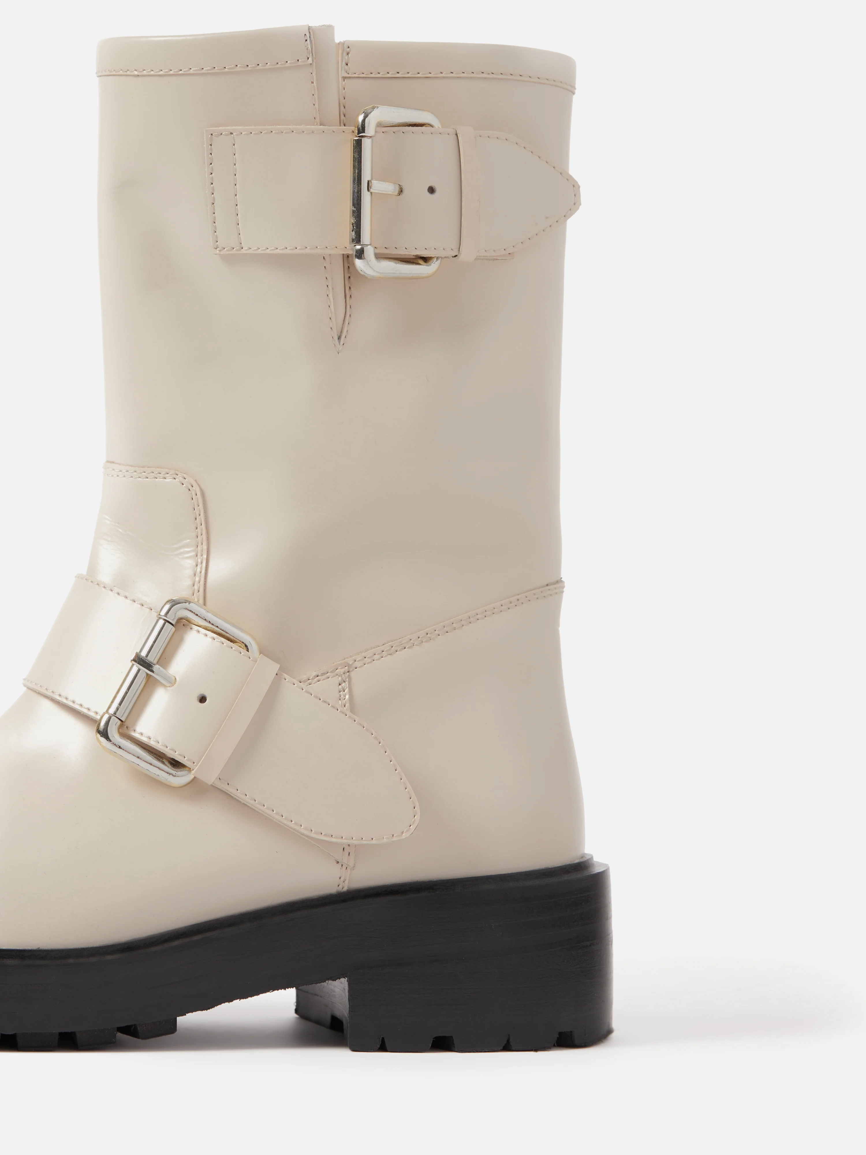 Box Leather Biker Boot | Cream - Image 9