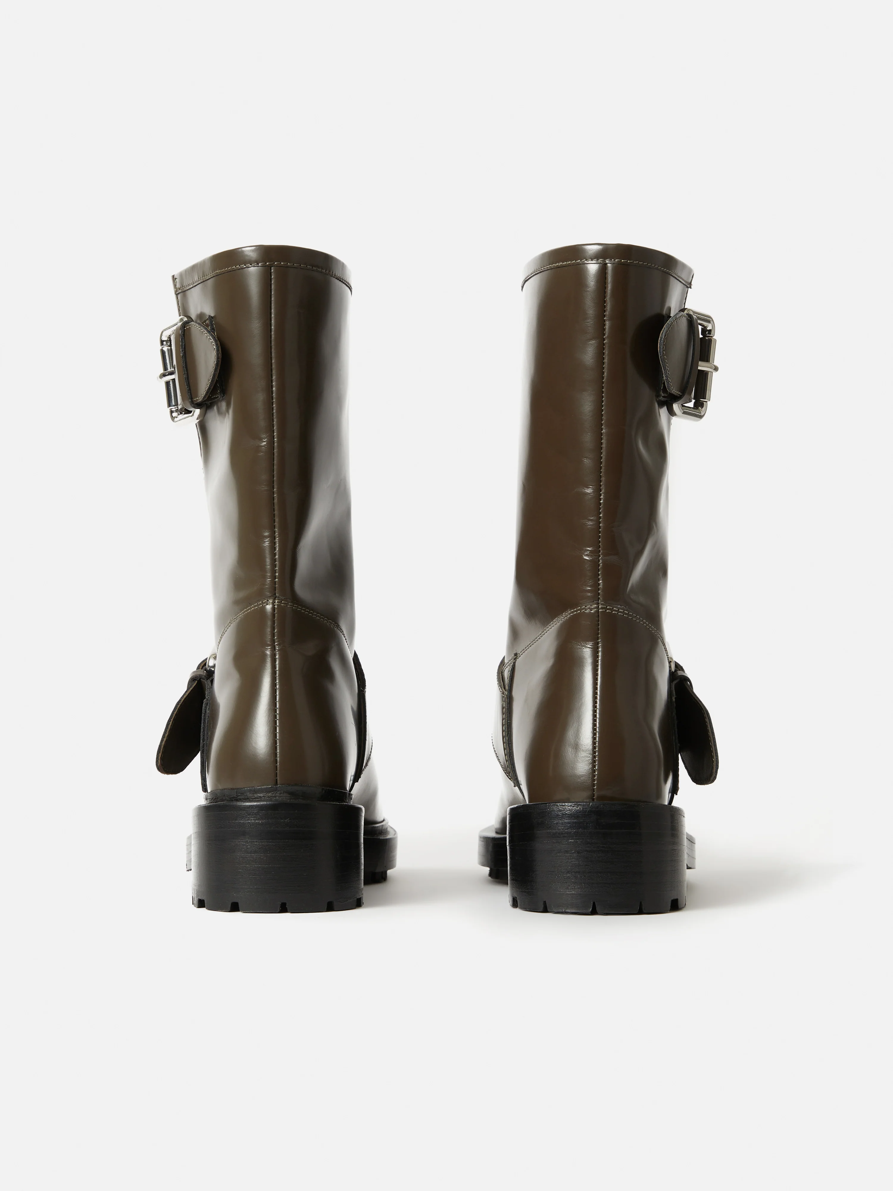 Box Leather Biker Boot | Khaki - Image 4