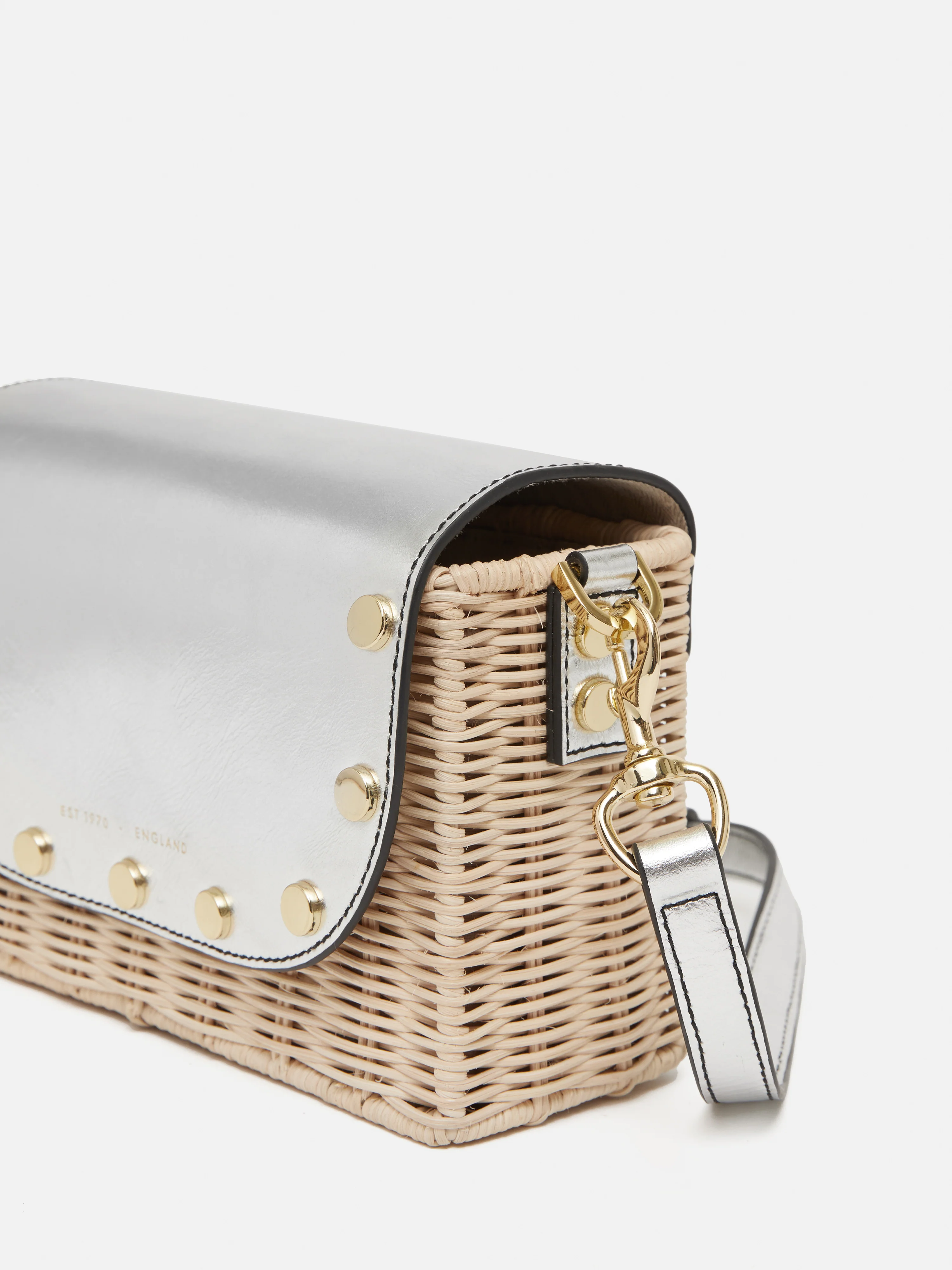 Boxy Straw Cross Body | Silver - Image 3