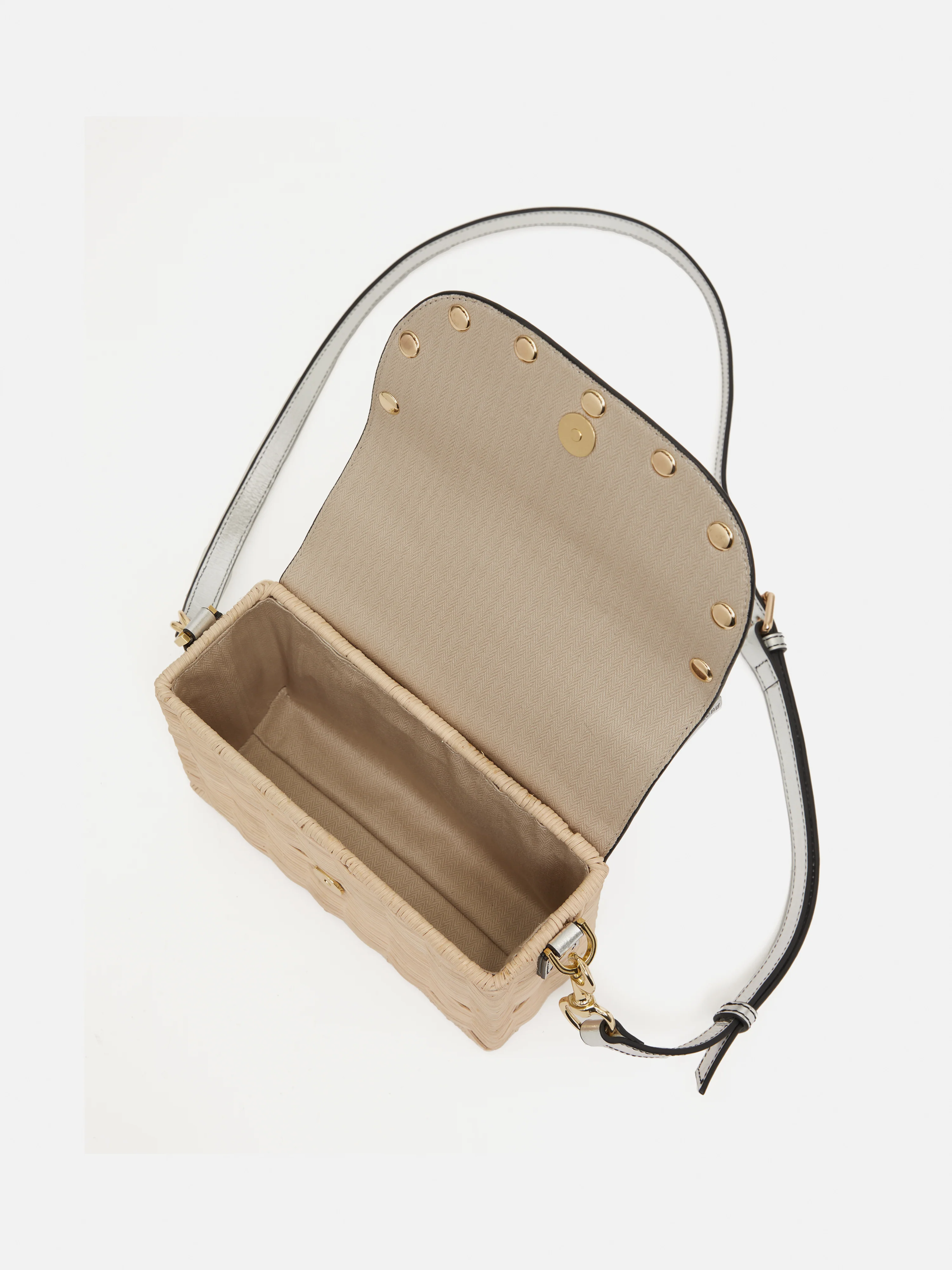 Boxy Straw Cross Body | Silver - Image 4
