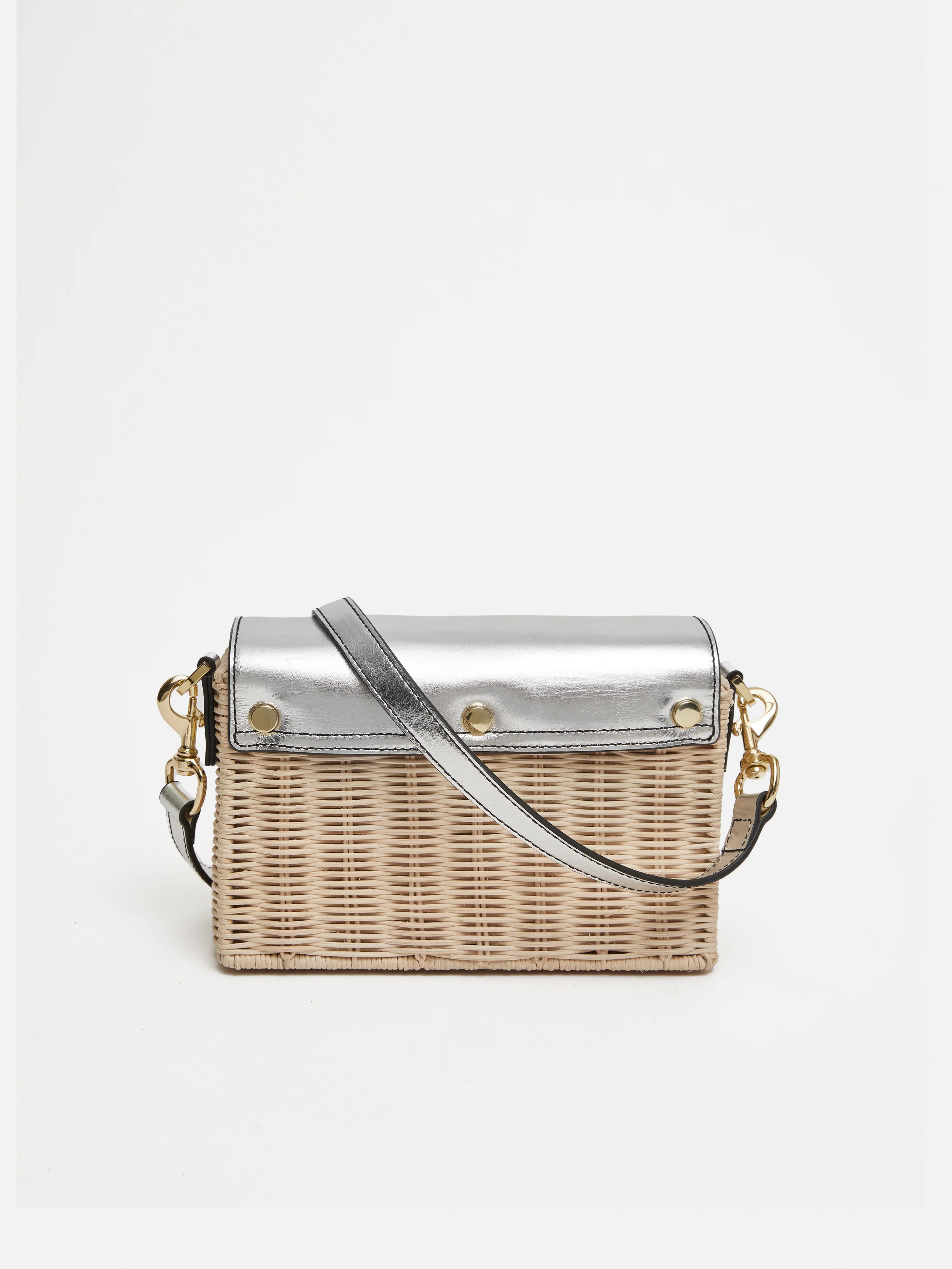 Boxy Straw Cross Body | Silver - Image 5