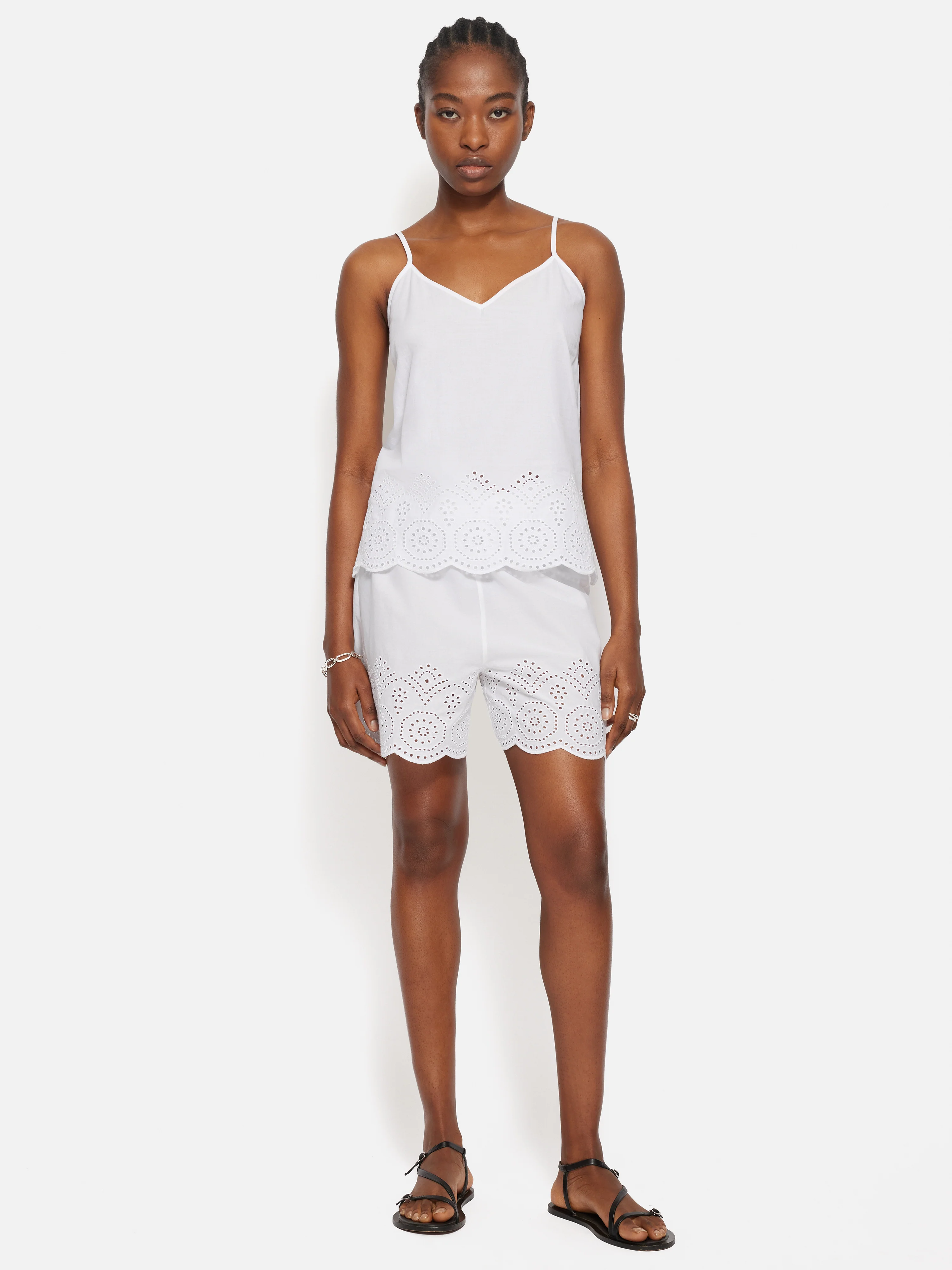 Broderie Anglaise Pyjama Cami | White - Image 3