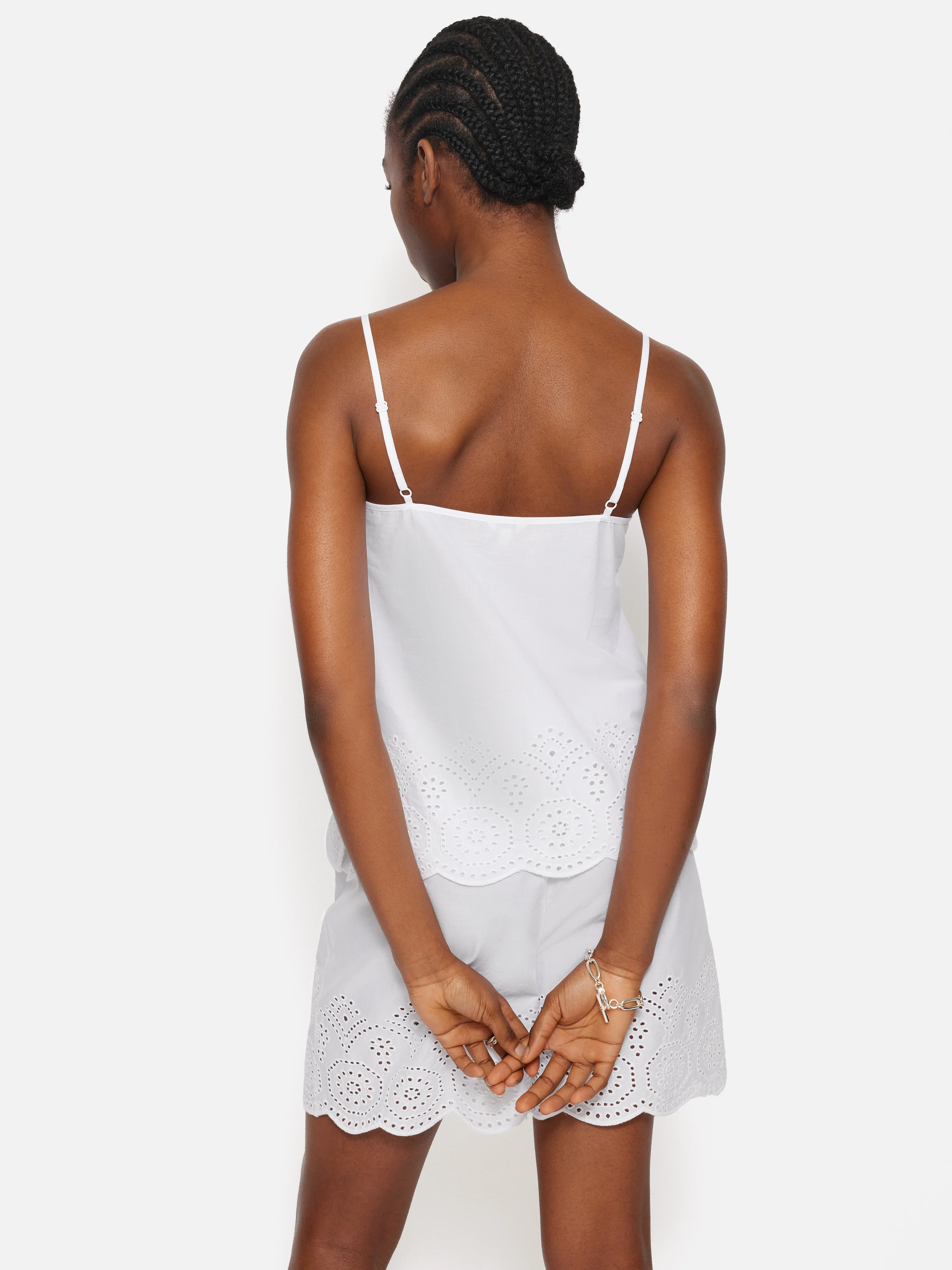 Broderie Anglaise Pyjama Cami | White - Image 4