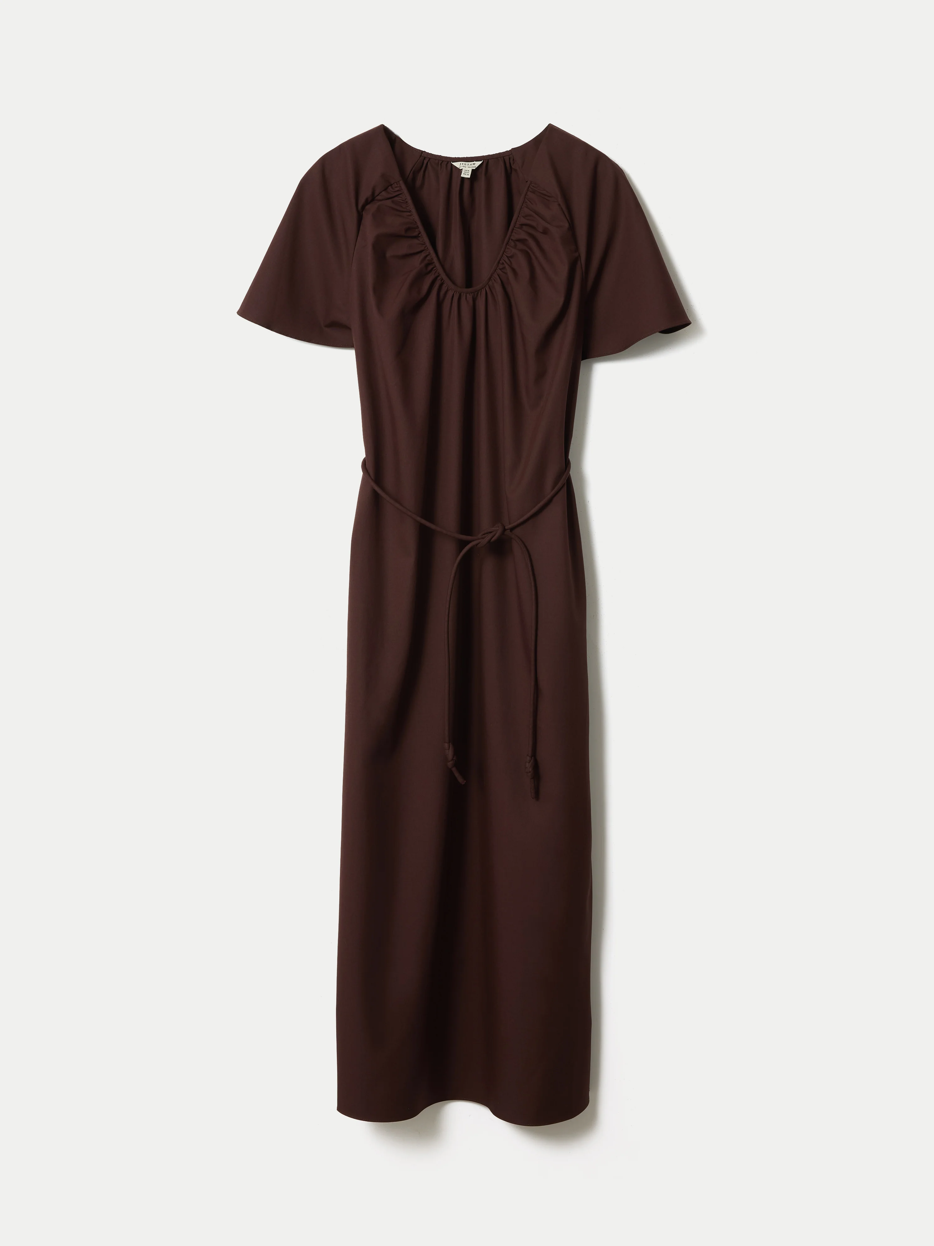 Cotton Lyocell U Neck Dress | Brown - Image 6