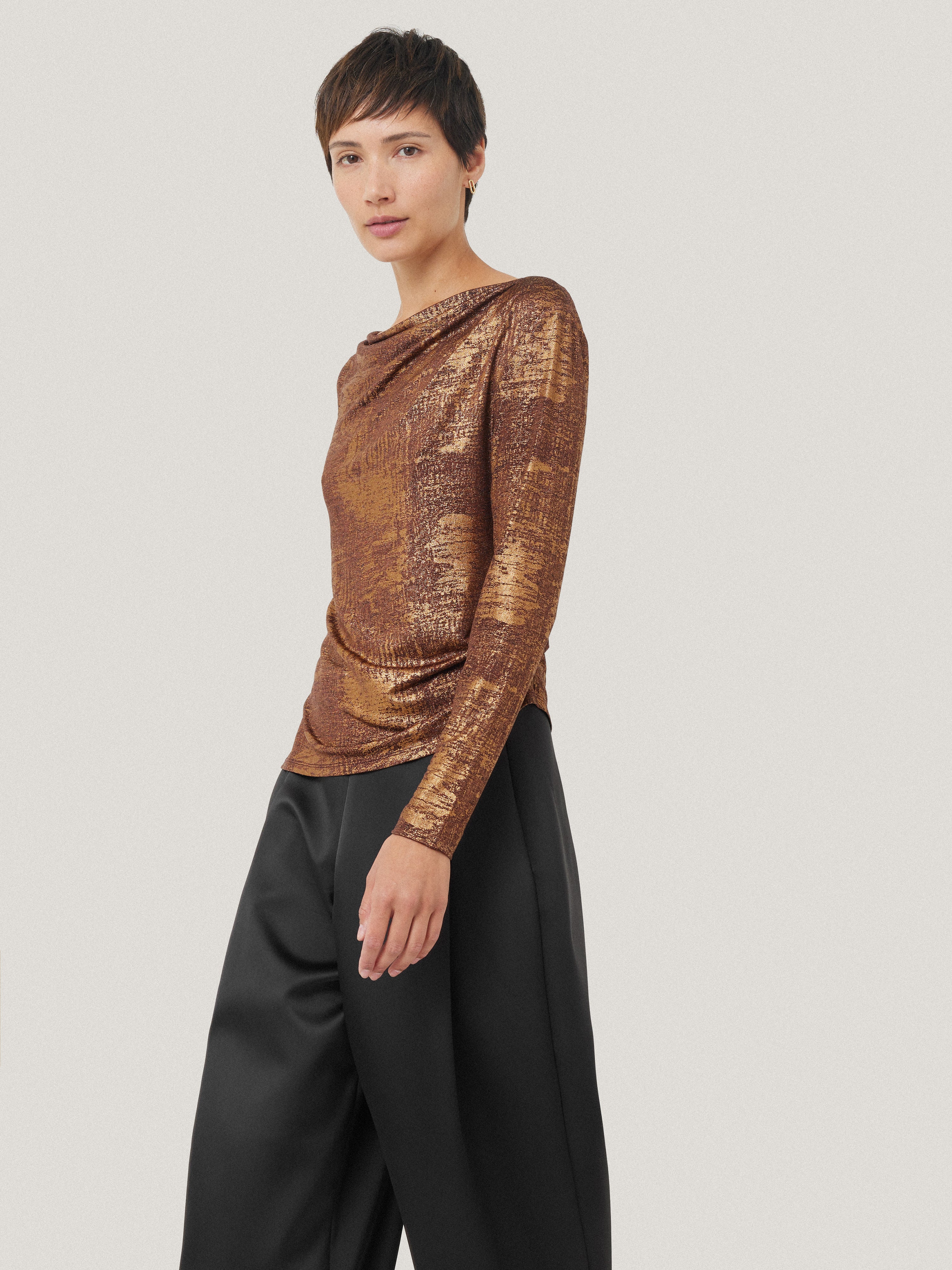 Brushed Bronze Cowl Top | Bronze - Image 2
