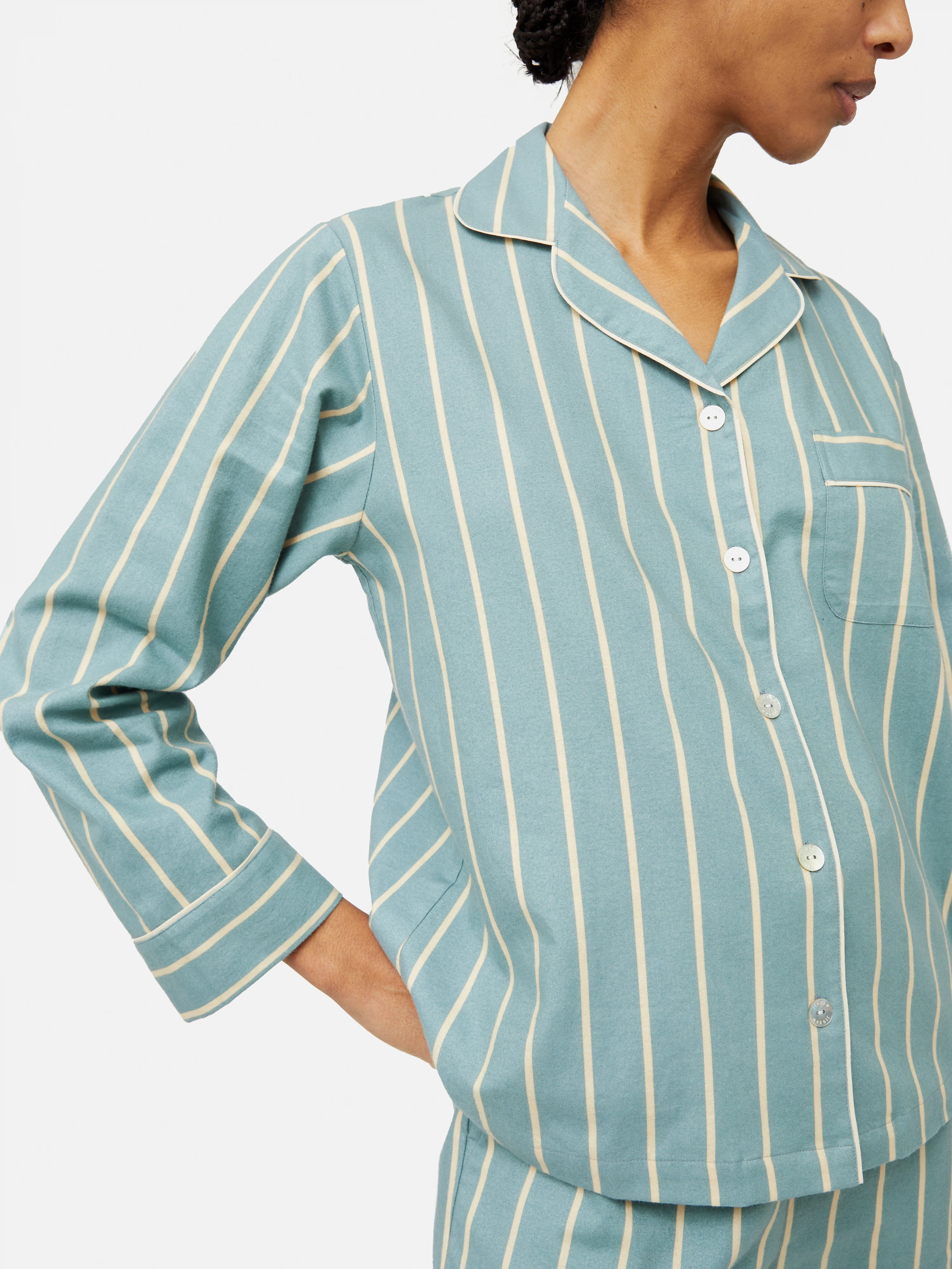 Brushed Twill Stripe Pyjamas | Blue - Image 2