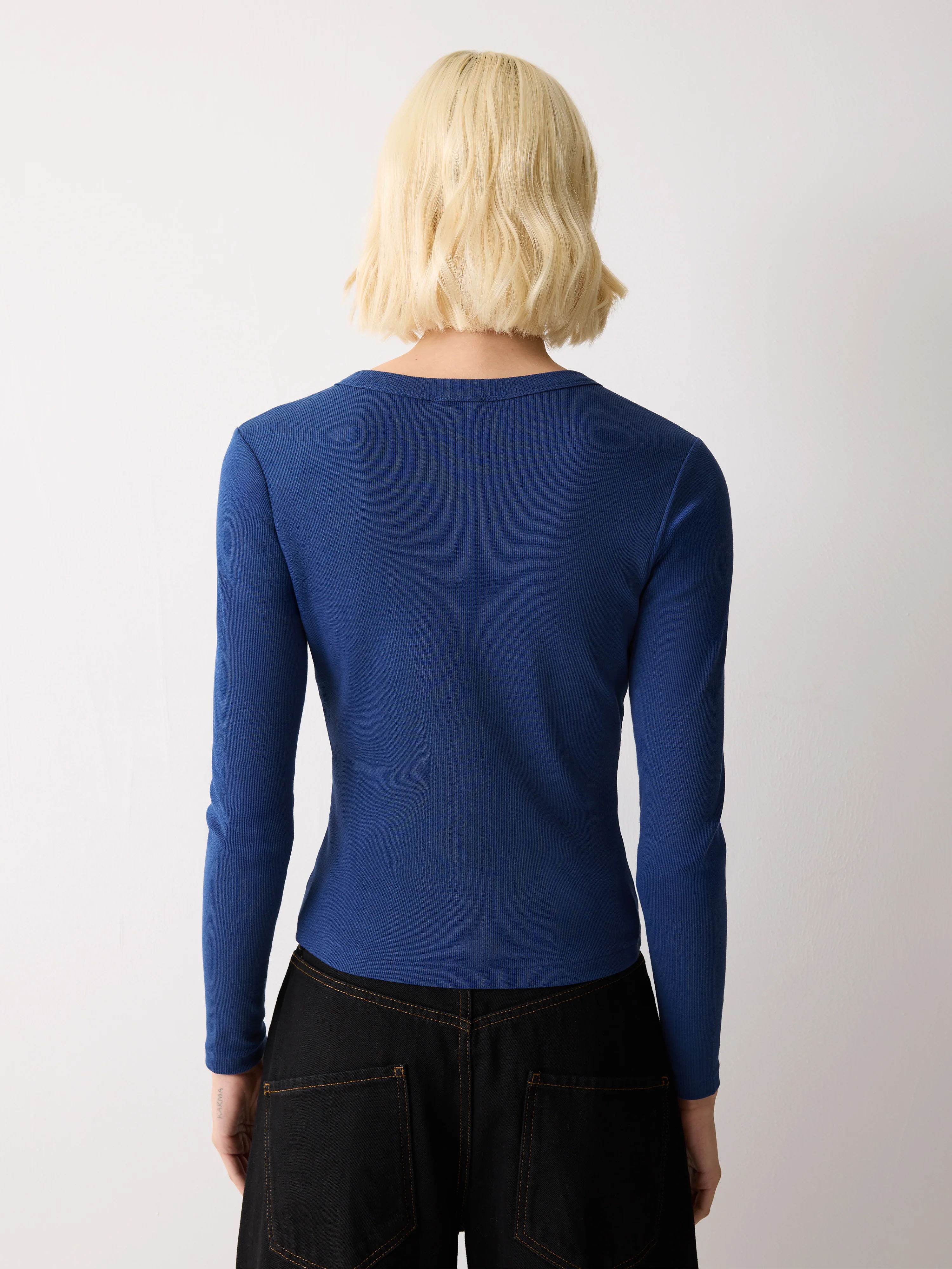 Button Through Baby Tee Cardigan | Blue - Image 4
