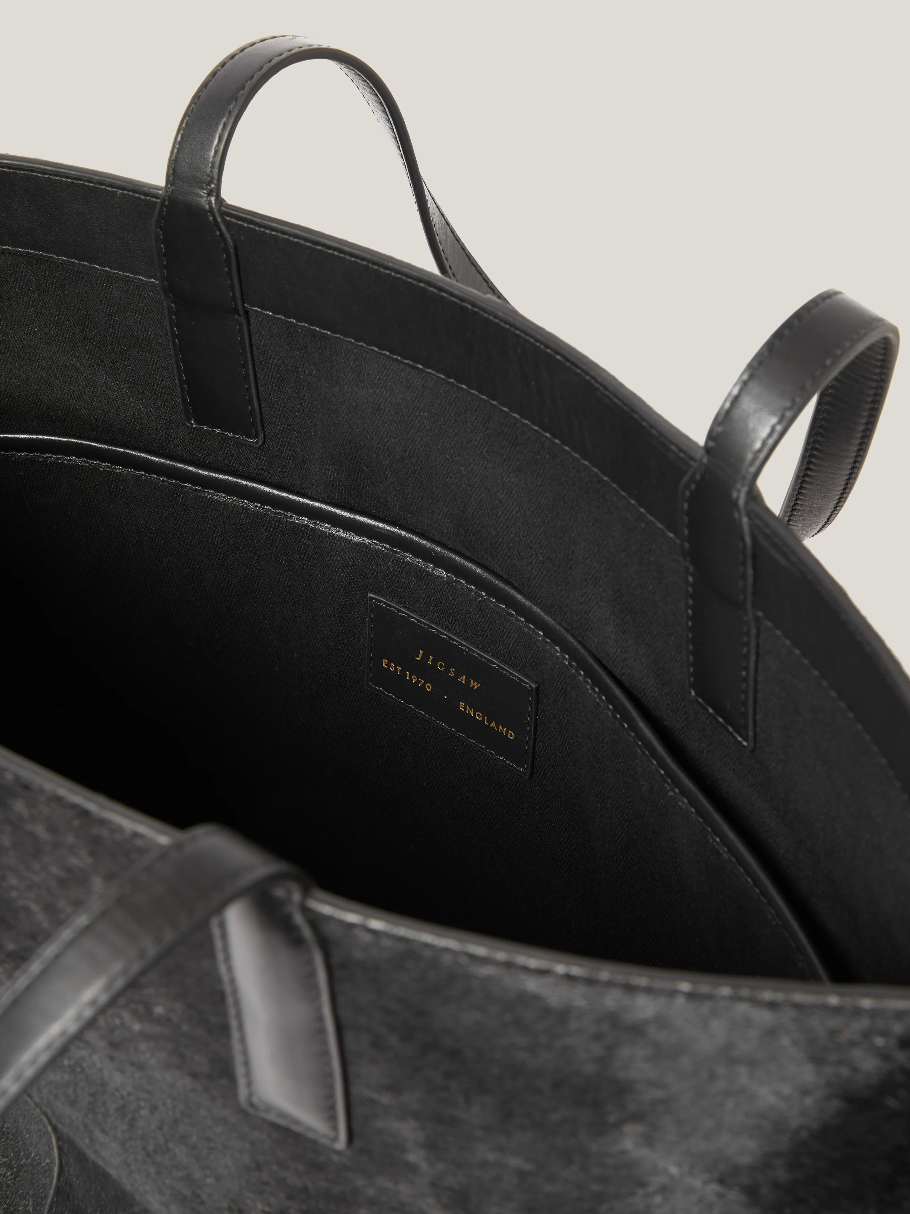 Calf Hair Leather Tote | Black - Image 3