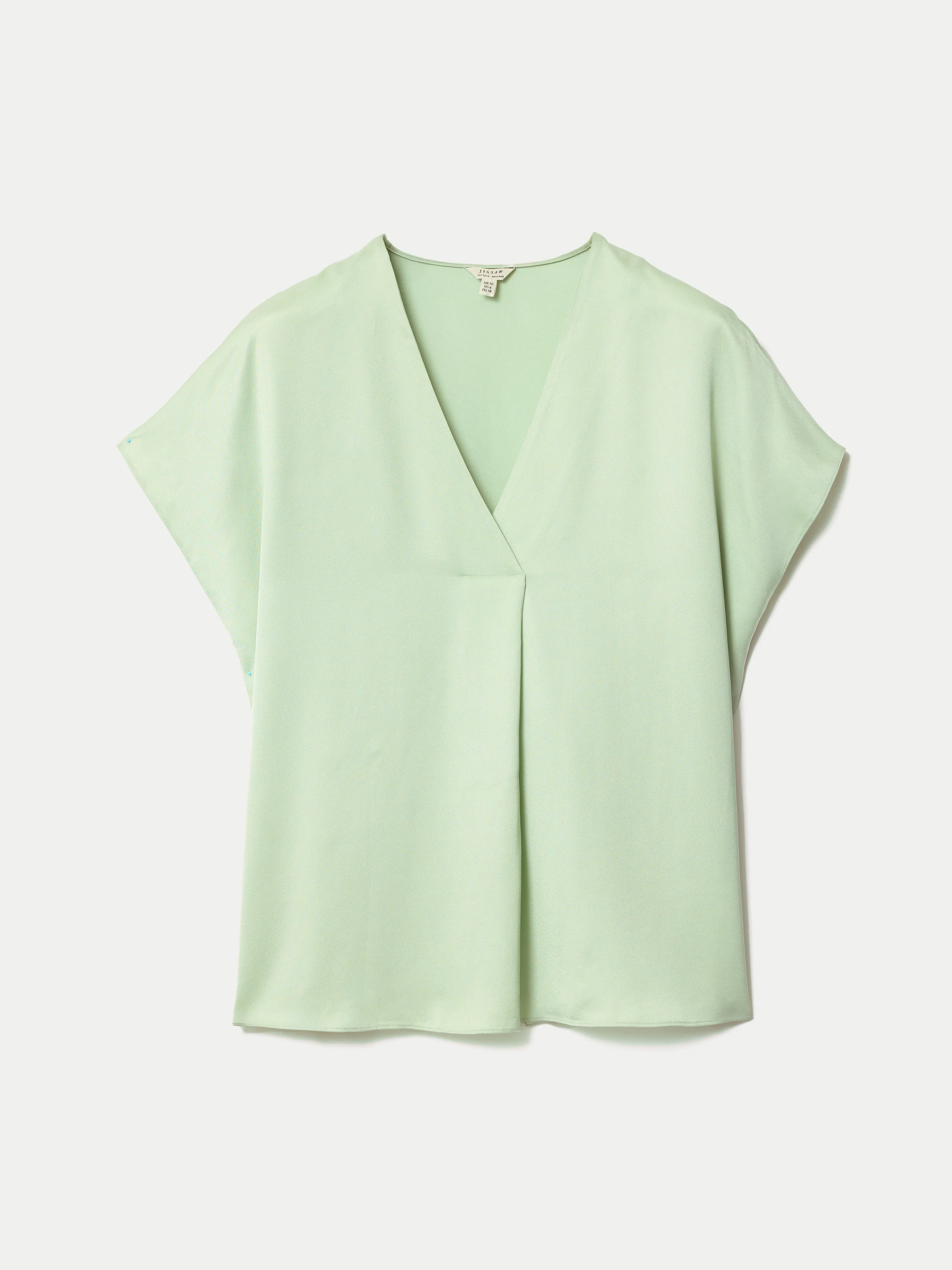 Heavy Satin Pleat Front Top | Pale Green - Image 6