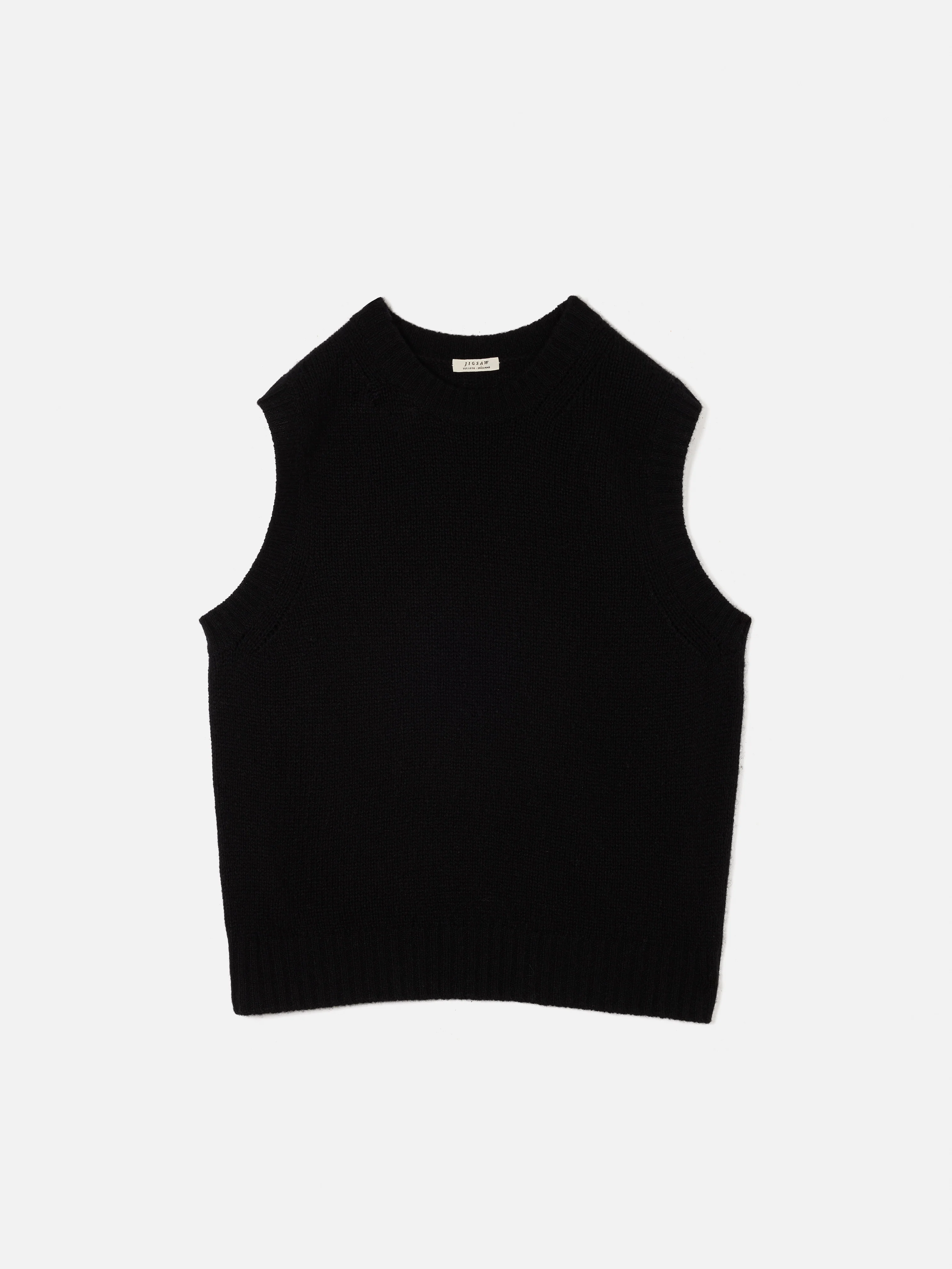 Cashmere Crew Neck Tank | Black - Image 8