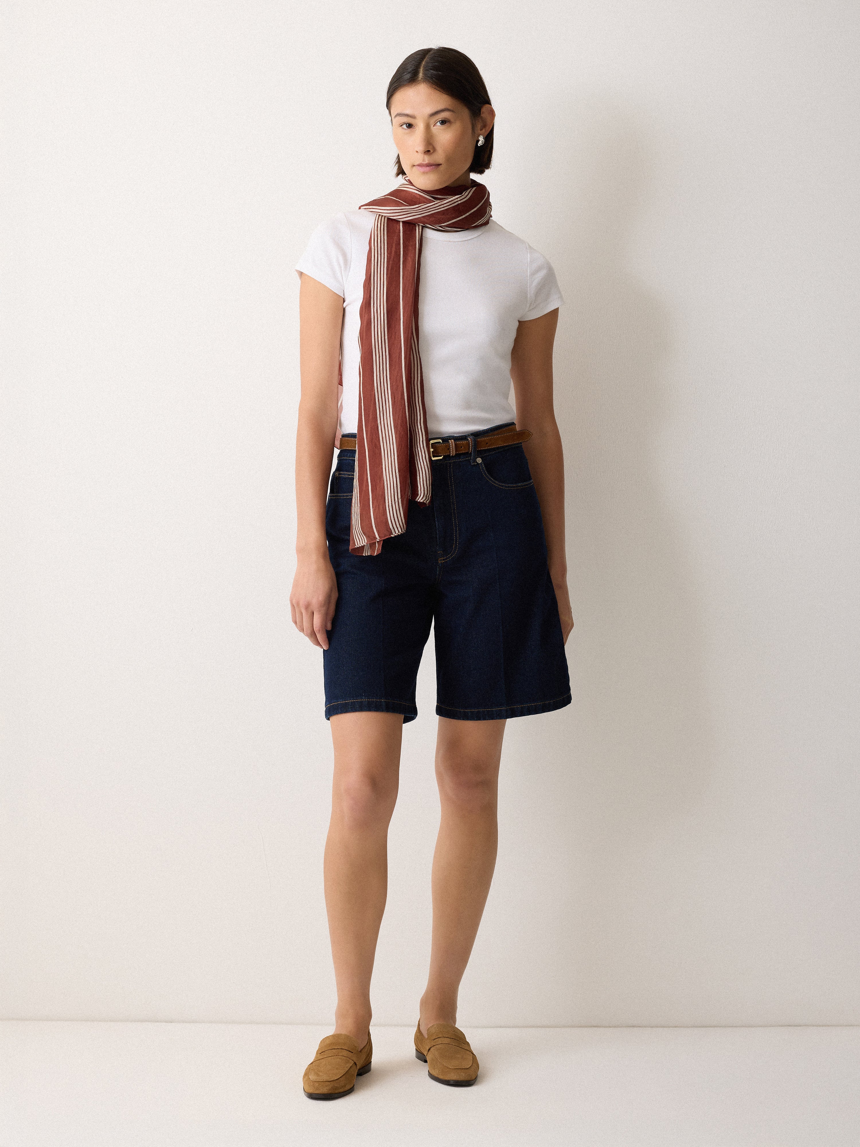 Cassis Stripe Silk Scarf | Brown - Image 2