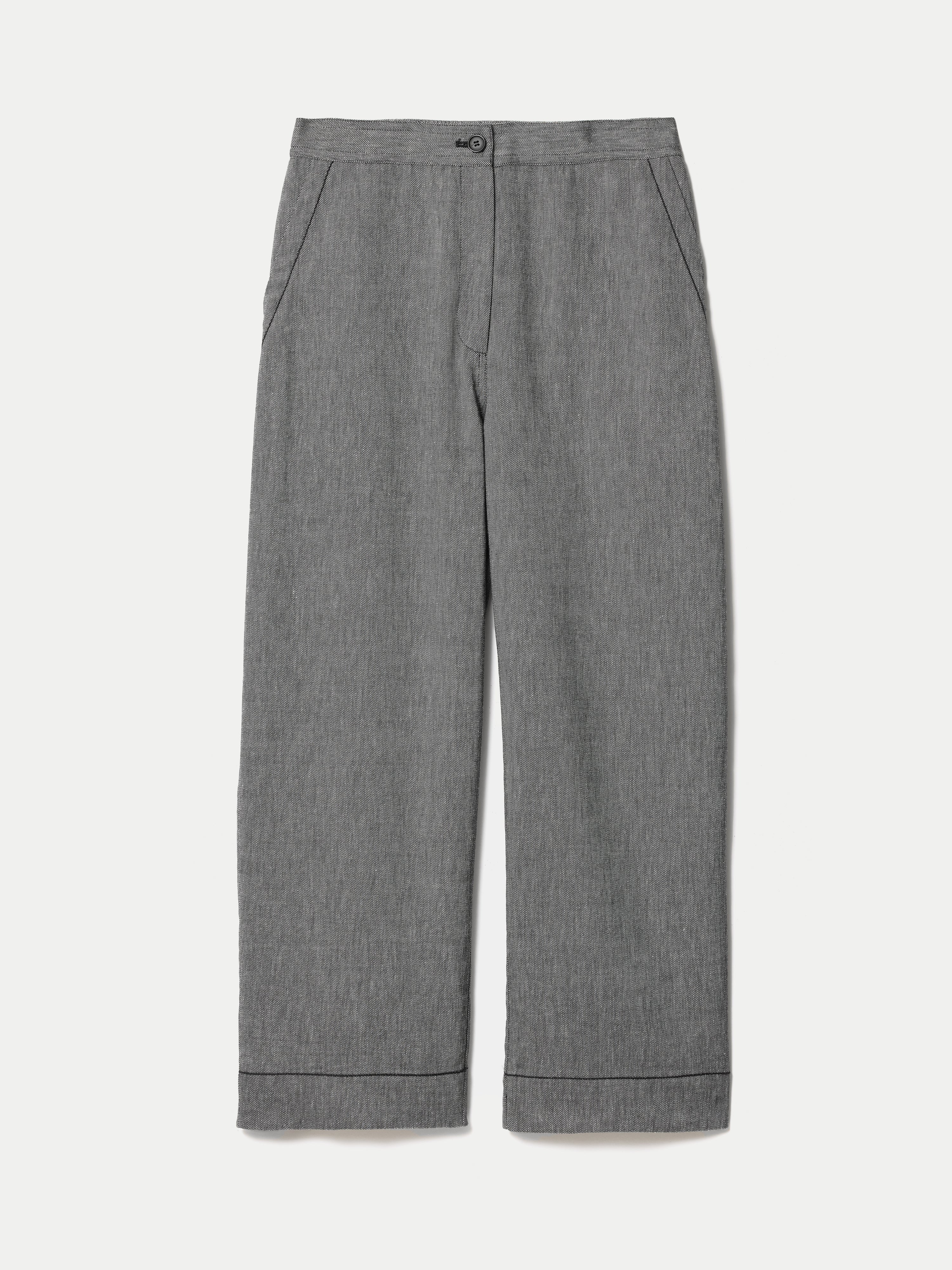 Chambray Cropped Trouser | Black - Image 5
