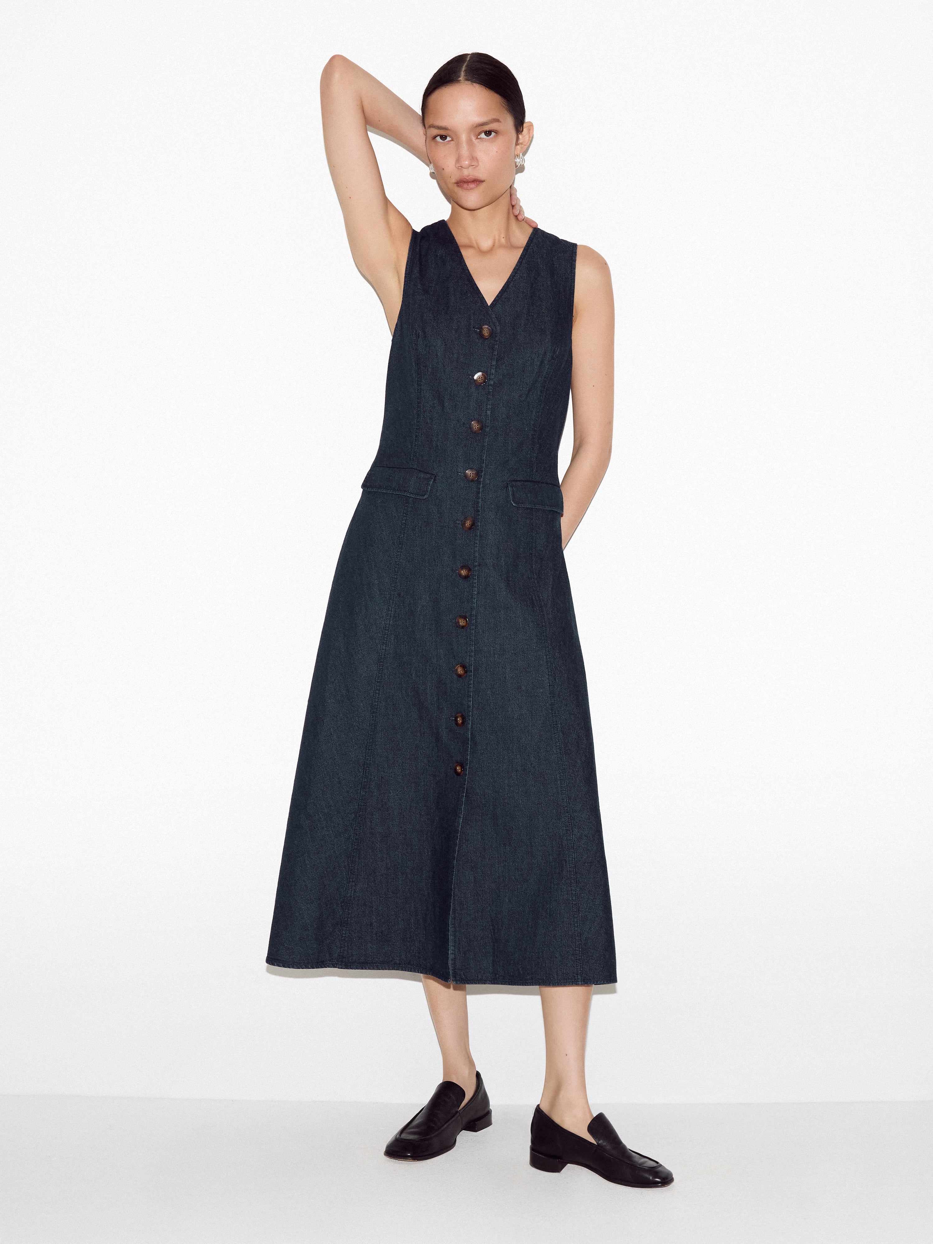 Chambray Waistcoat Dress | Blue