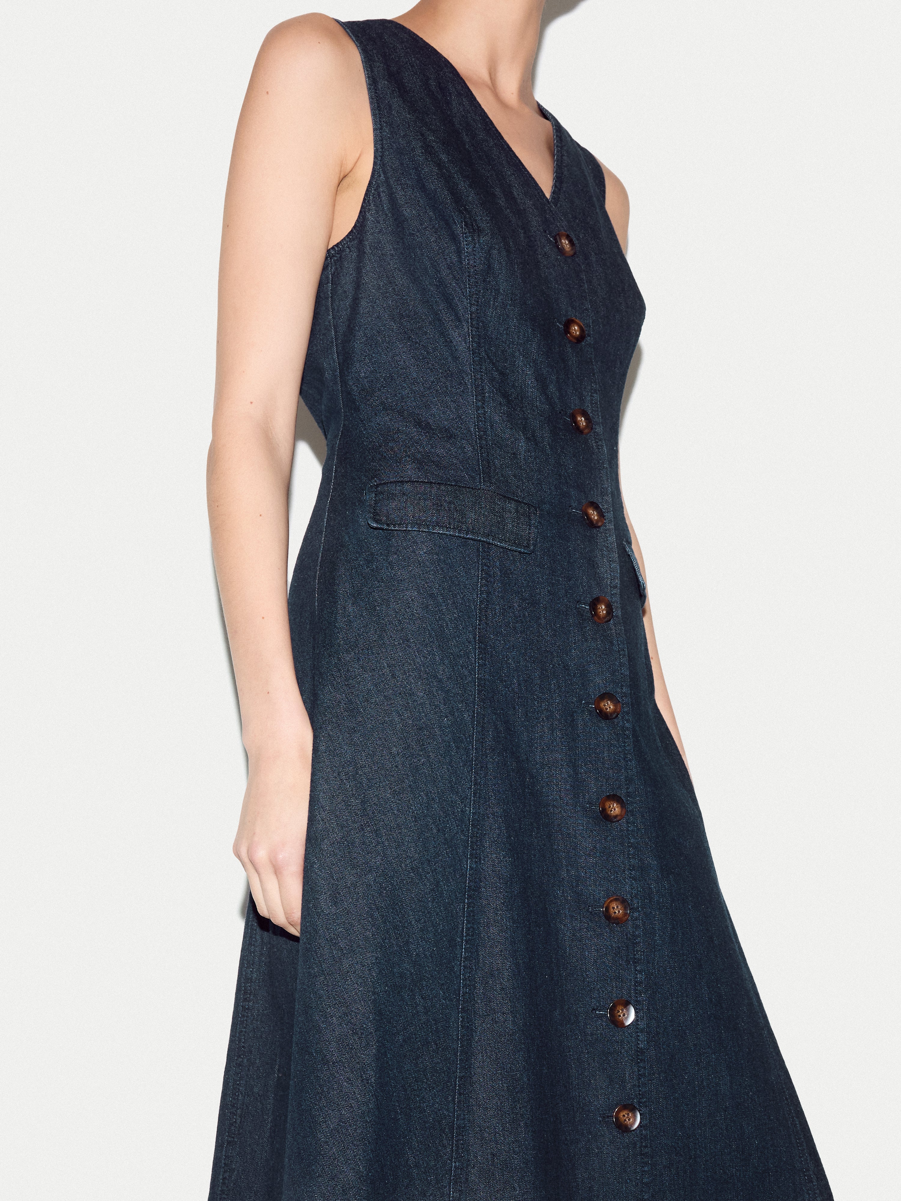 Chambray Waistcoat Dress | Blue - Image 4
