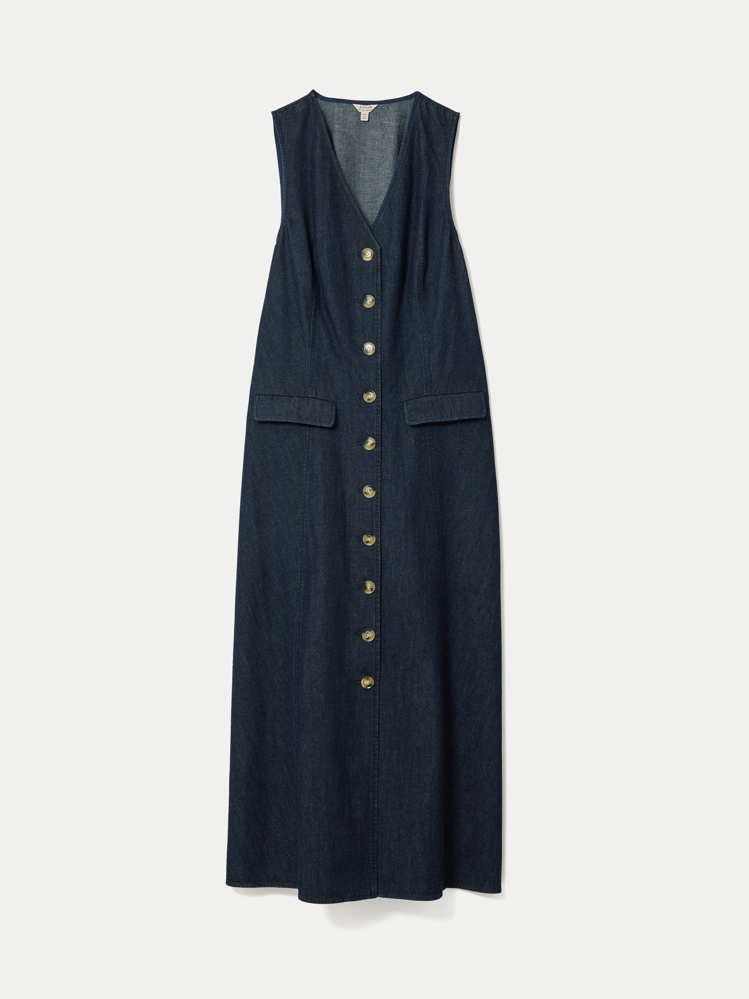Chambray Waistcoat Dress | Blue - Image 6