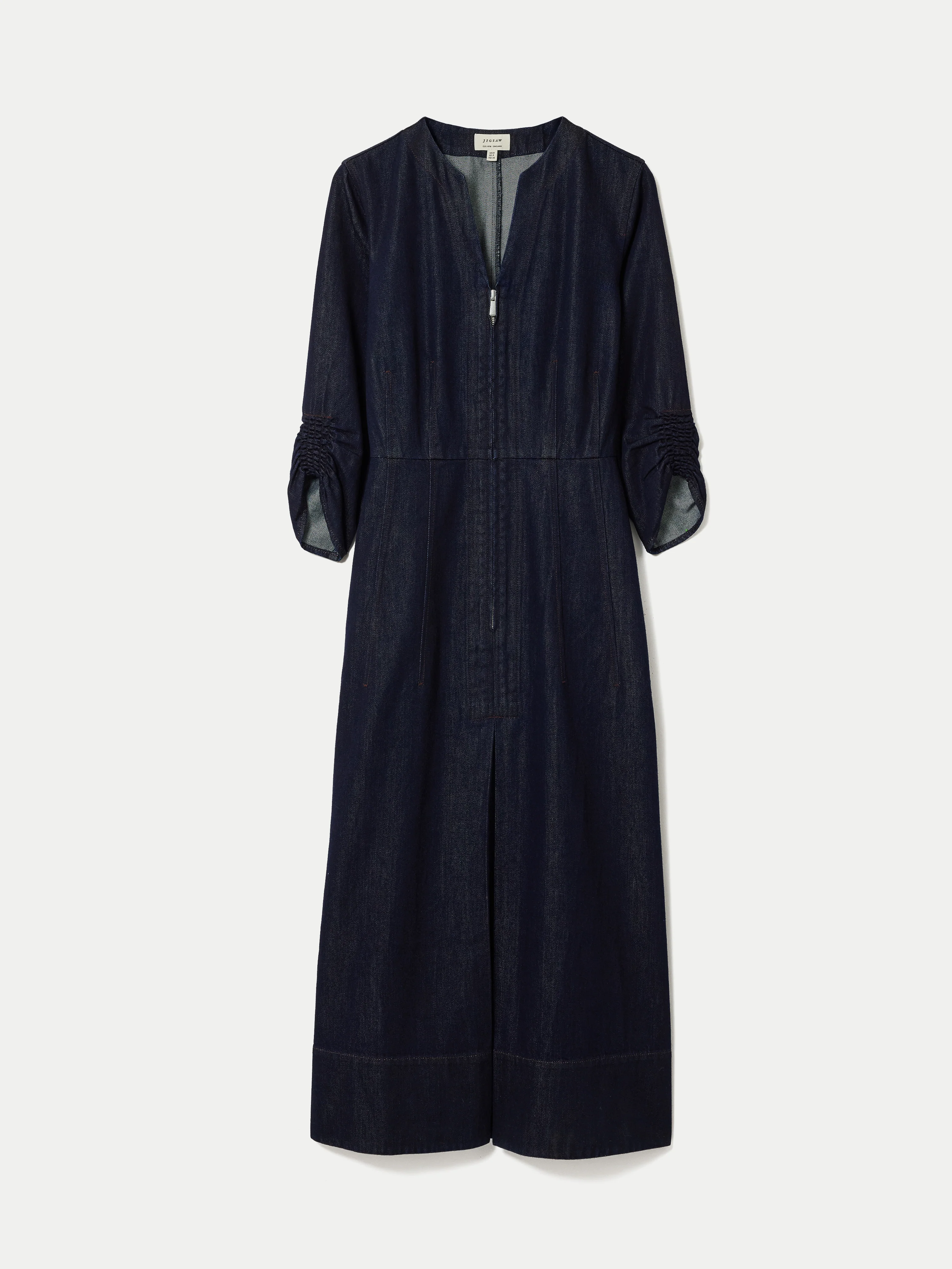 Chambray Zip Front Midi Dress | Indigo - Image 7