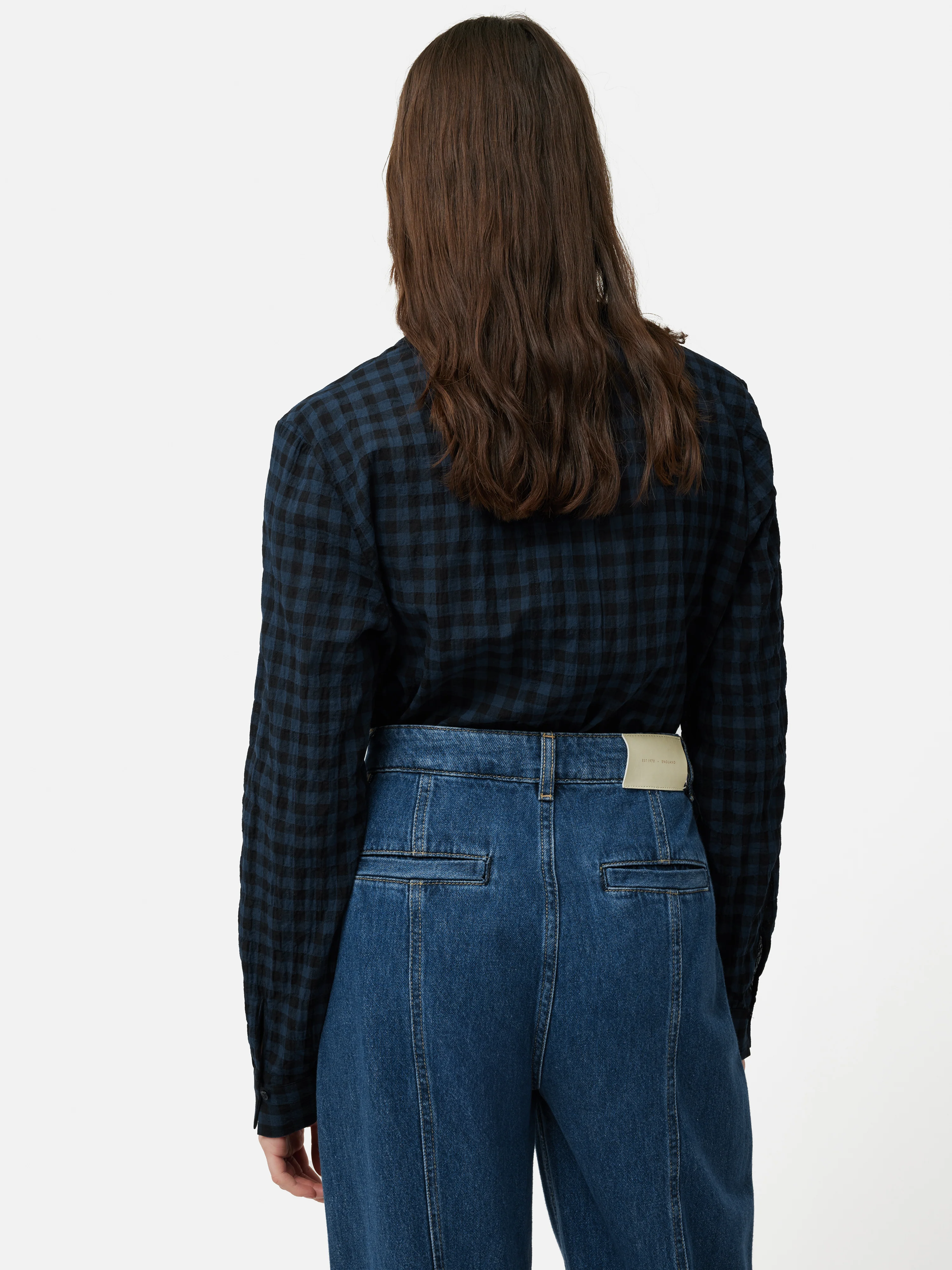 Checked Tunic Blouse | Navy - Image 5