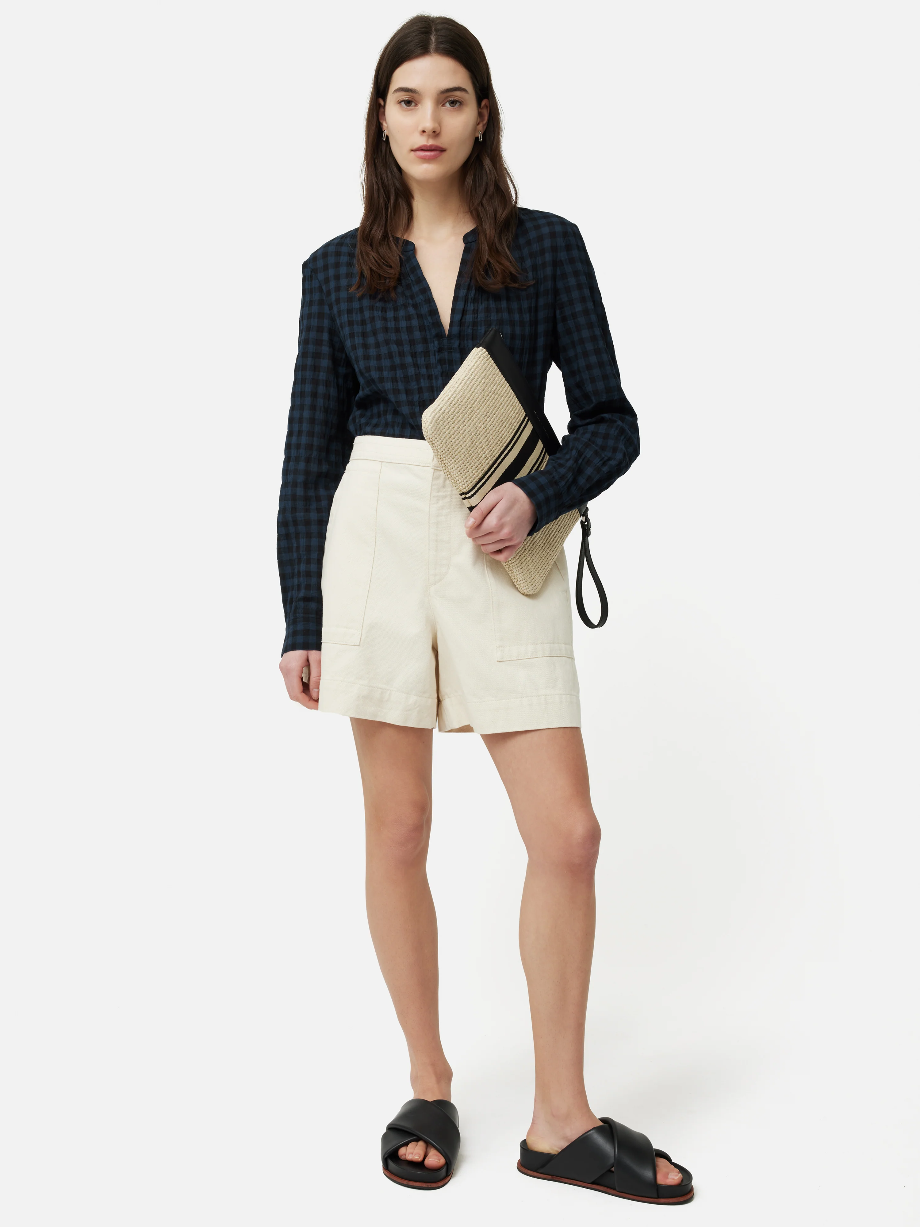 Checked Tunic Blouse | Navy - Image 7