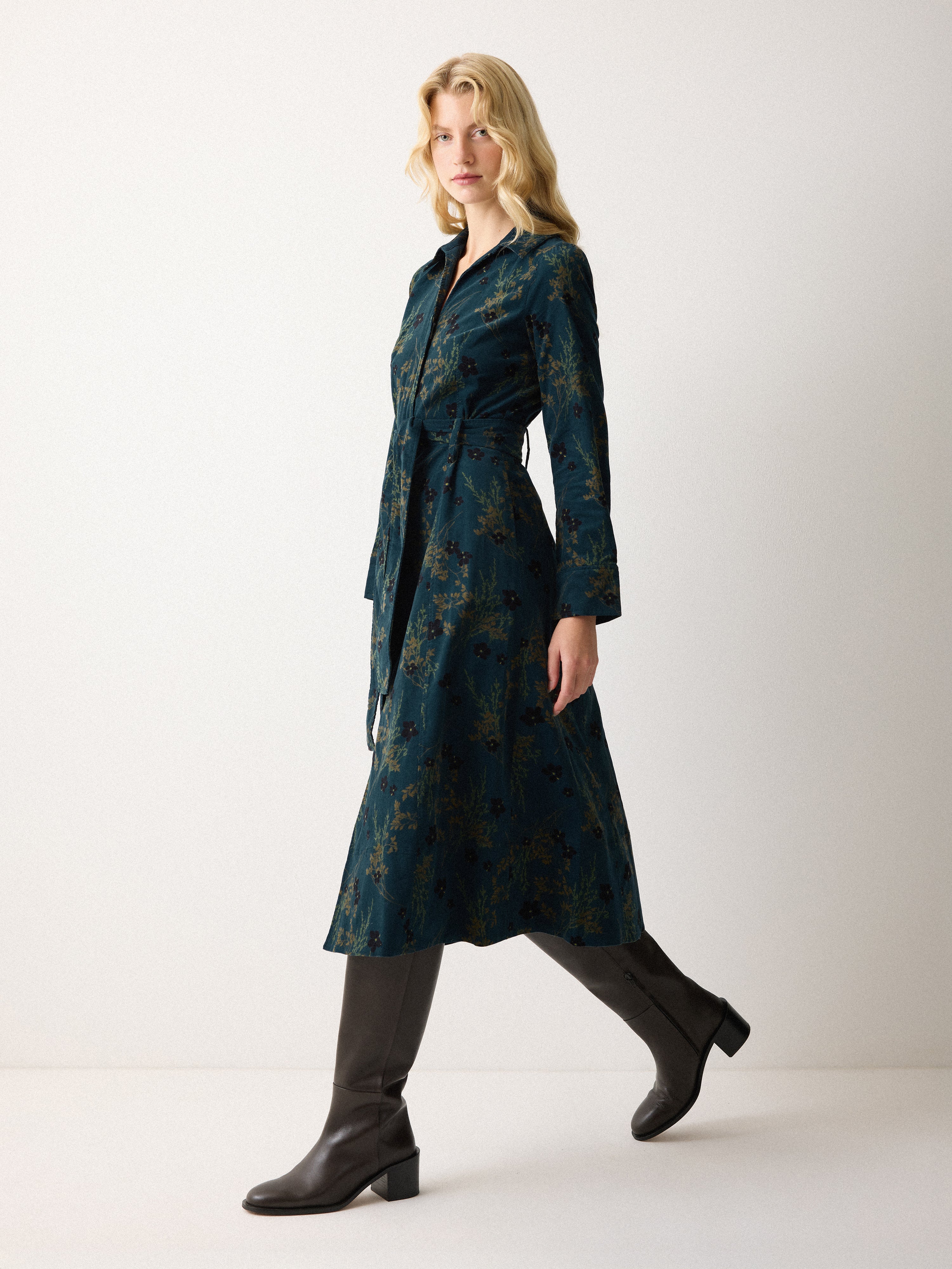Chinoiserie Baby Cord Dress | Green - Image 2
