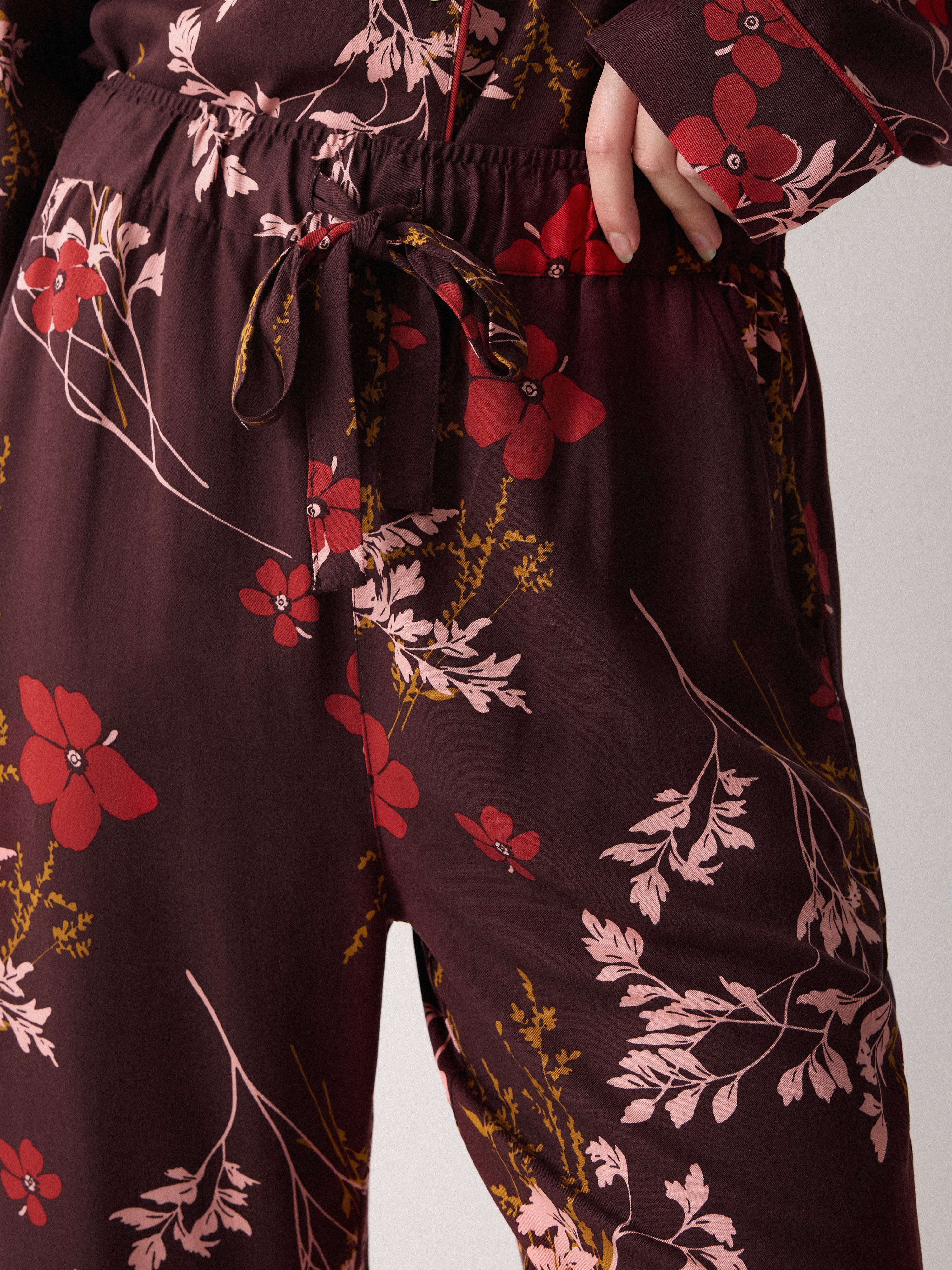 Chinoiserie Printed Pyjama | Burgundy - Image 4
