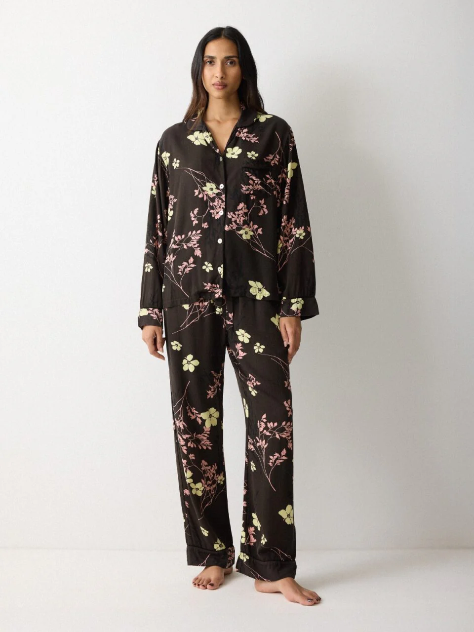 Chinoiserie Printed Pyjama | Chocolate