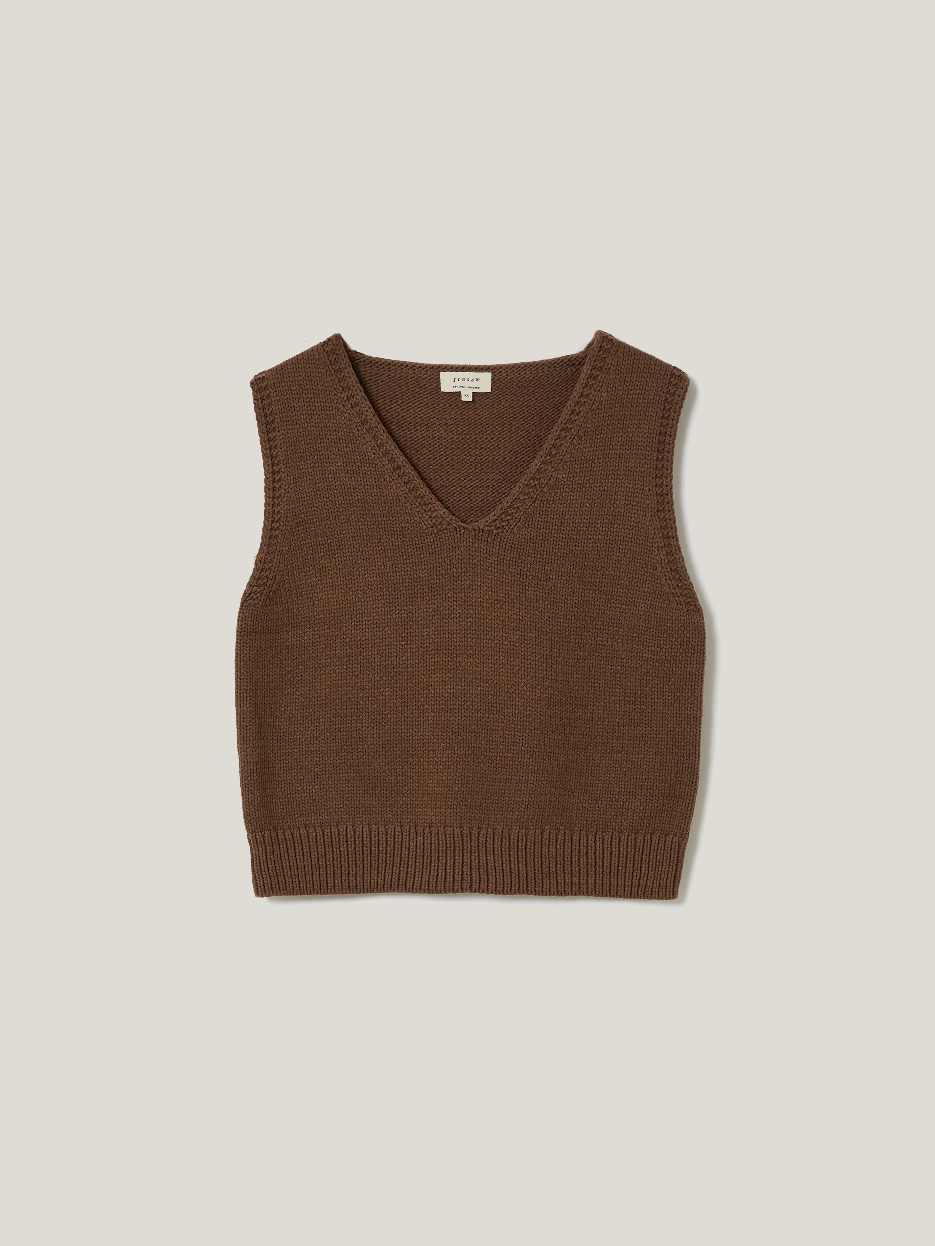 Chunky Cotton Blend V Tank | Brown - Image 7