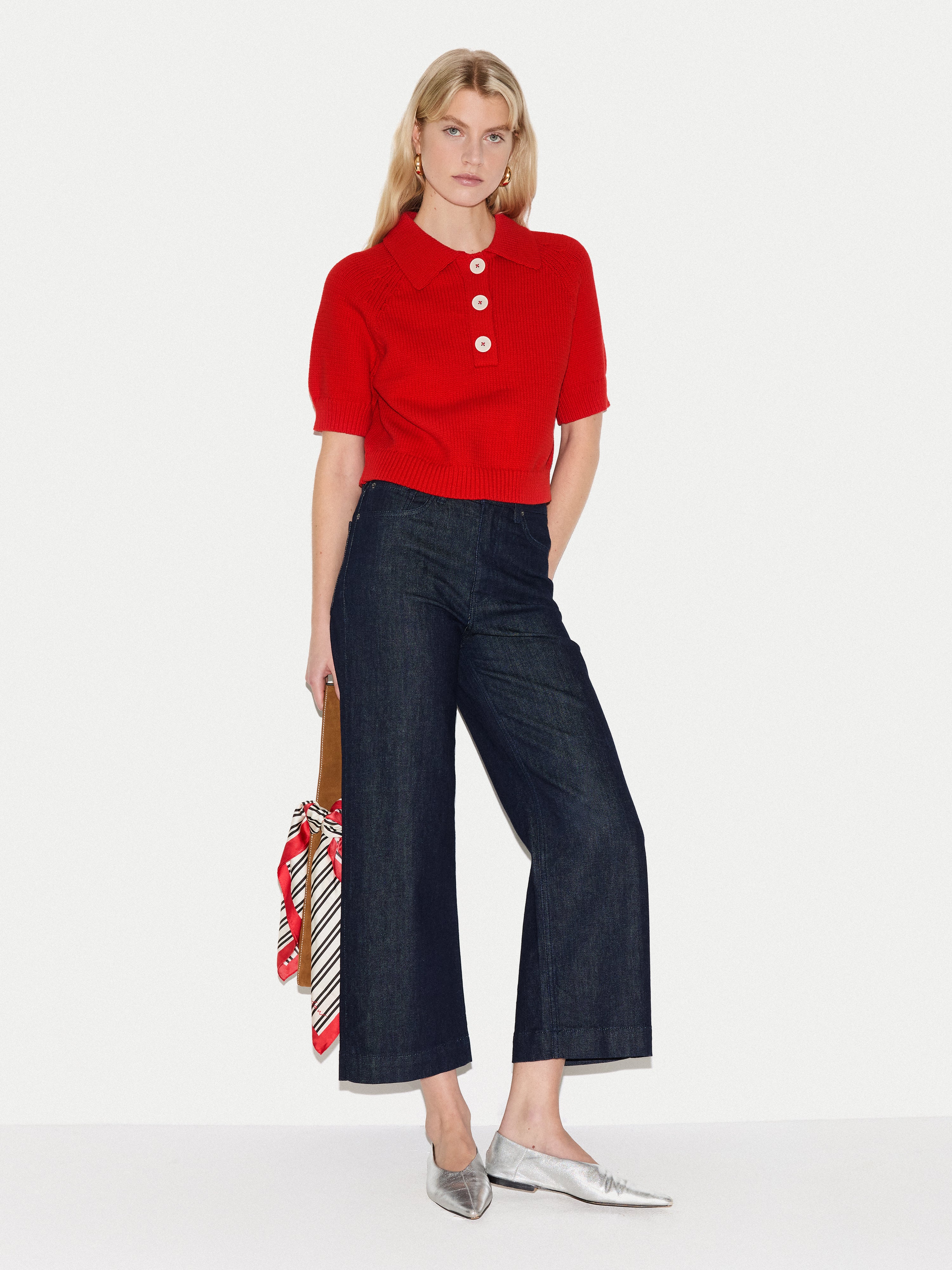 Chunky Cotton Collar Top | Red - Image 4