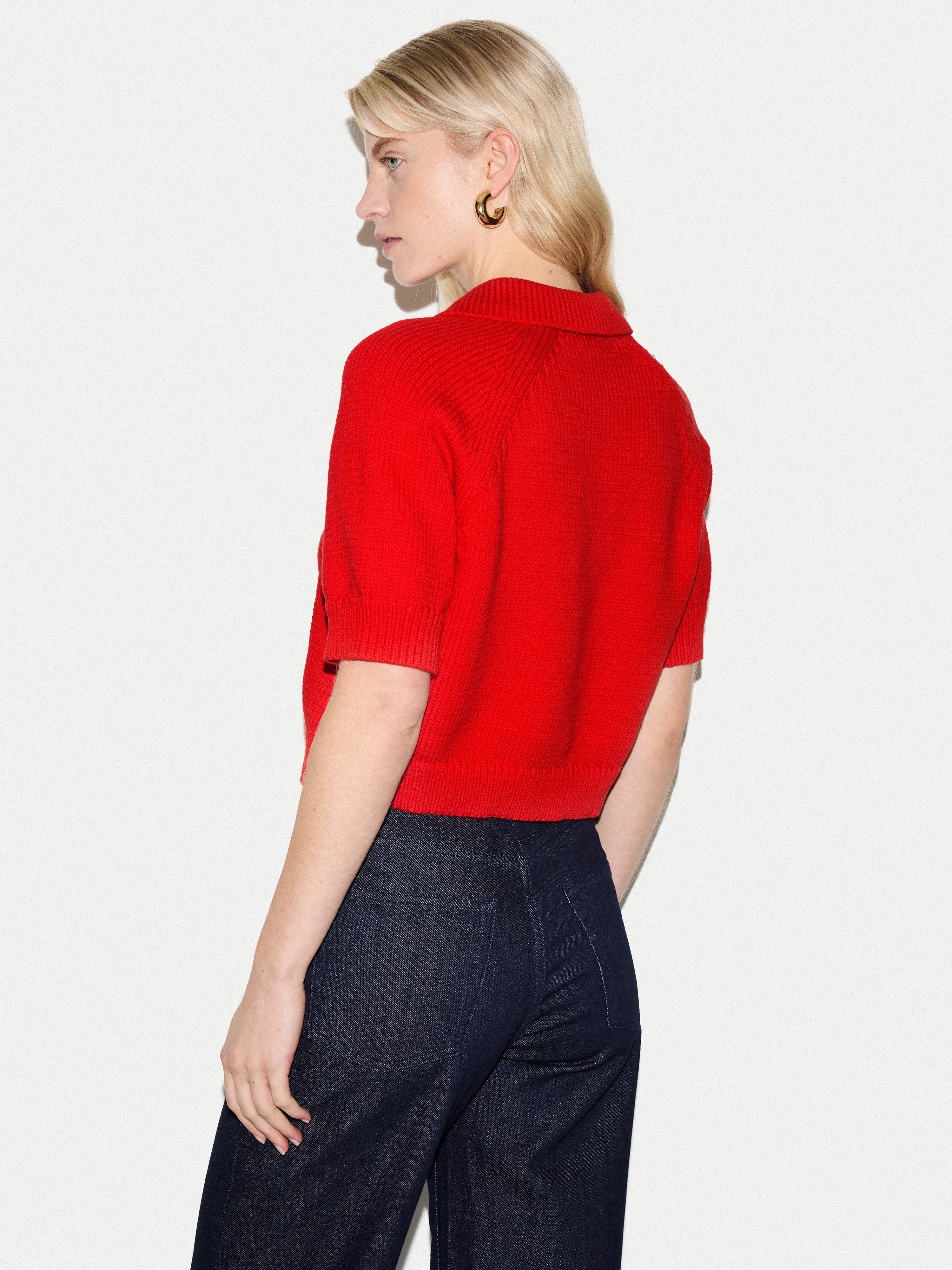 Chunky Cotton Collar Top | Red - Image 5
